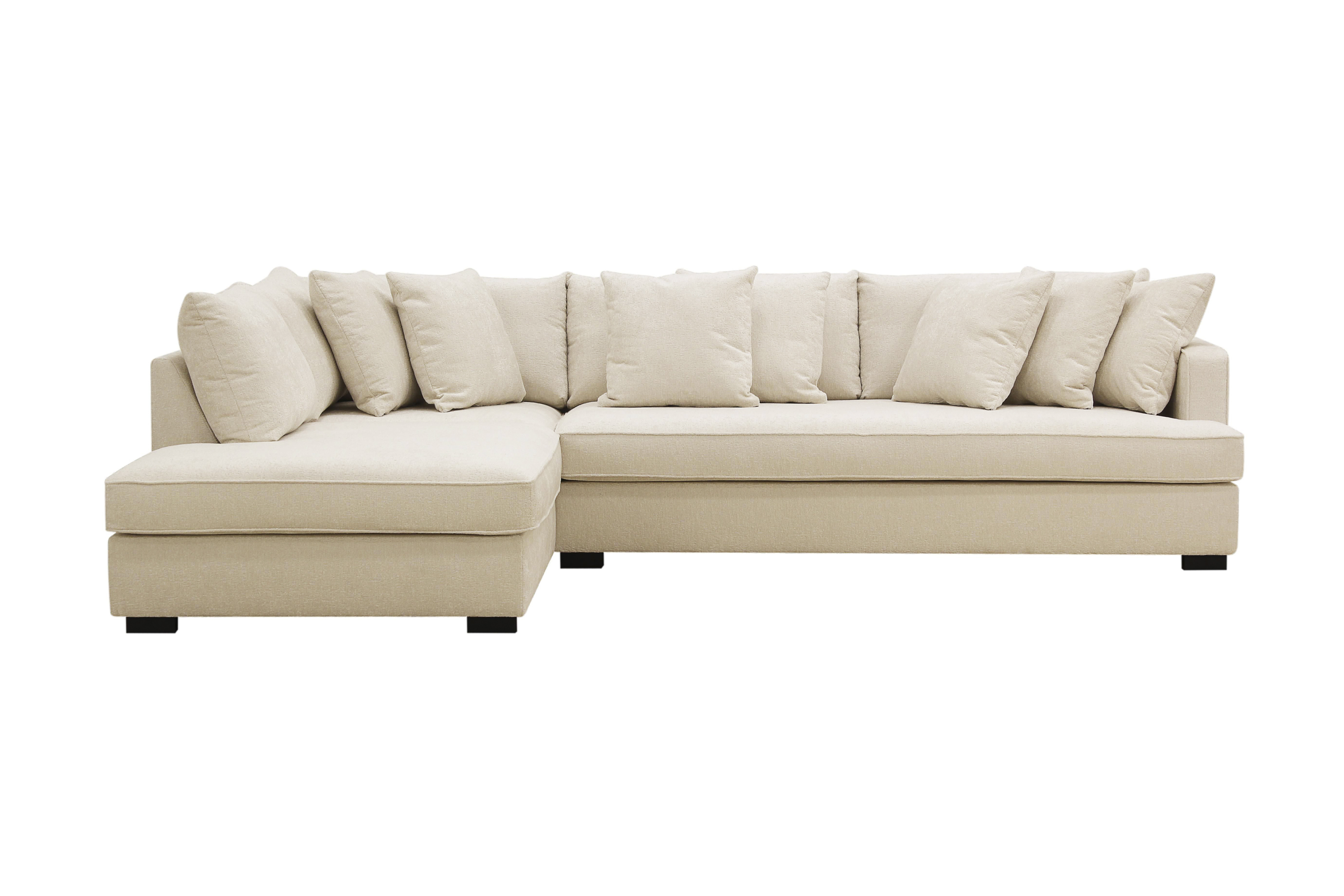 Rossita 4-sits Vänstervänd L-formad Djup Schäslongsoffa med Hel dyna i Chenille Beige