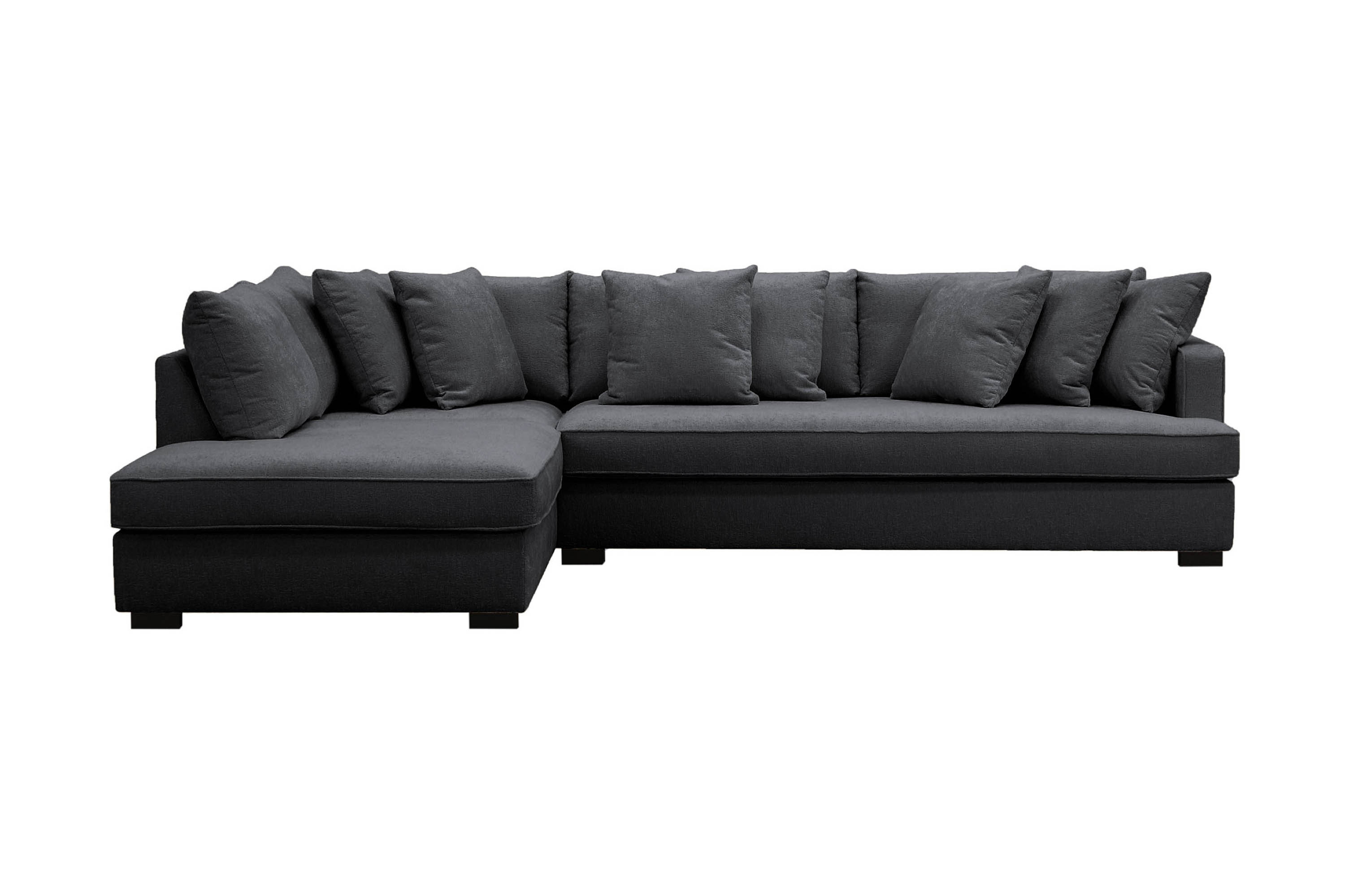 Rossita 4-sits Vänstervänd L-formad Djup Schäslongsoffa med Hel dyna i Chenille Svart