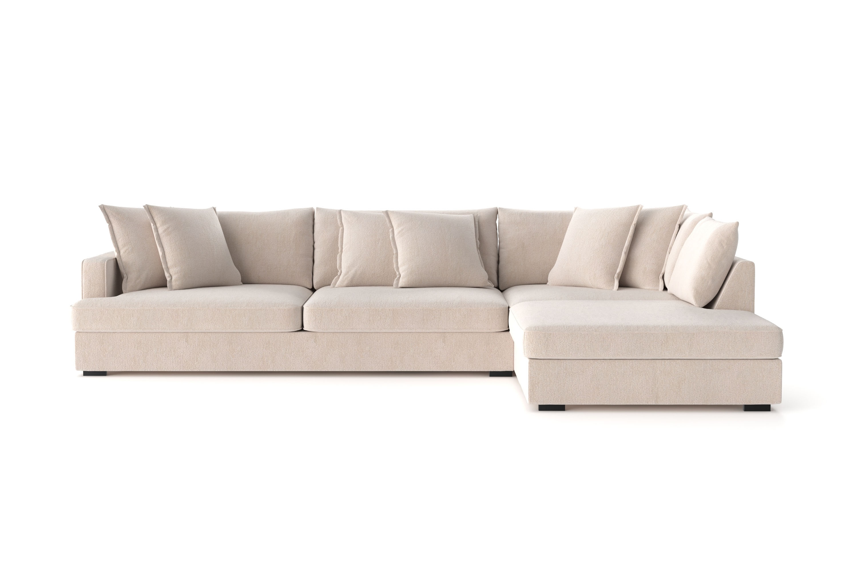 rossita lyx 4-sits extra djup soffa med schäslong höger - beige chenille