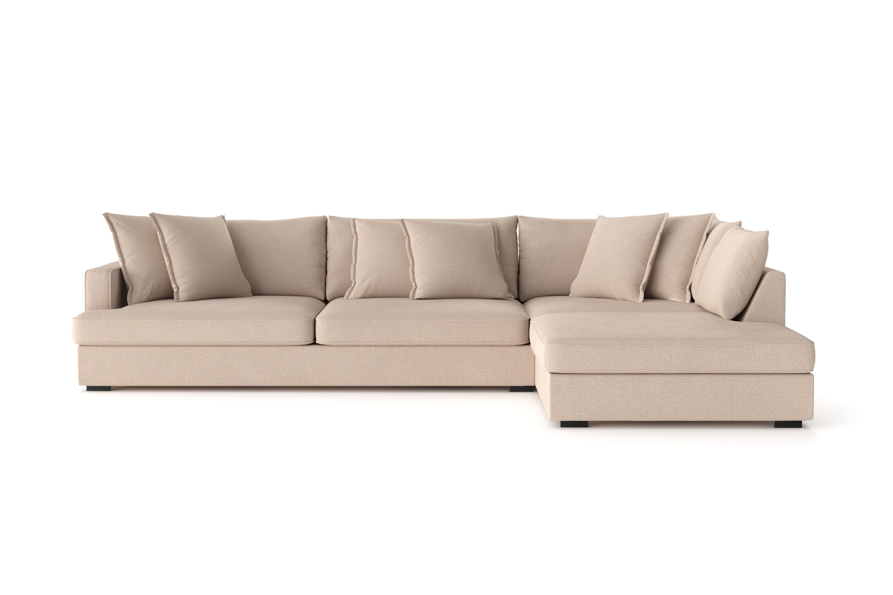 rossita lyx 4-sits extra djup soffa med schäslong höger - beige tyg