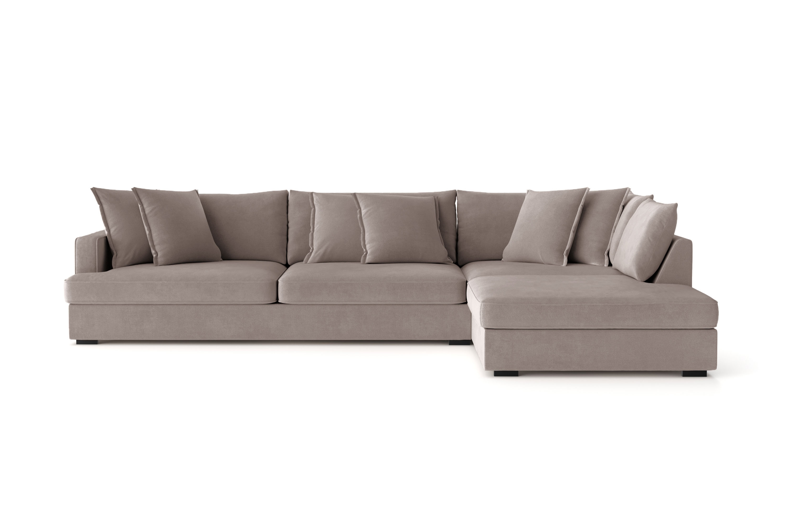 rossita lyx 4-sits extra djup soffa med schäslong höger - brun tyg