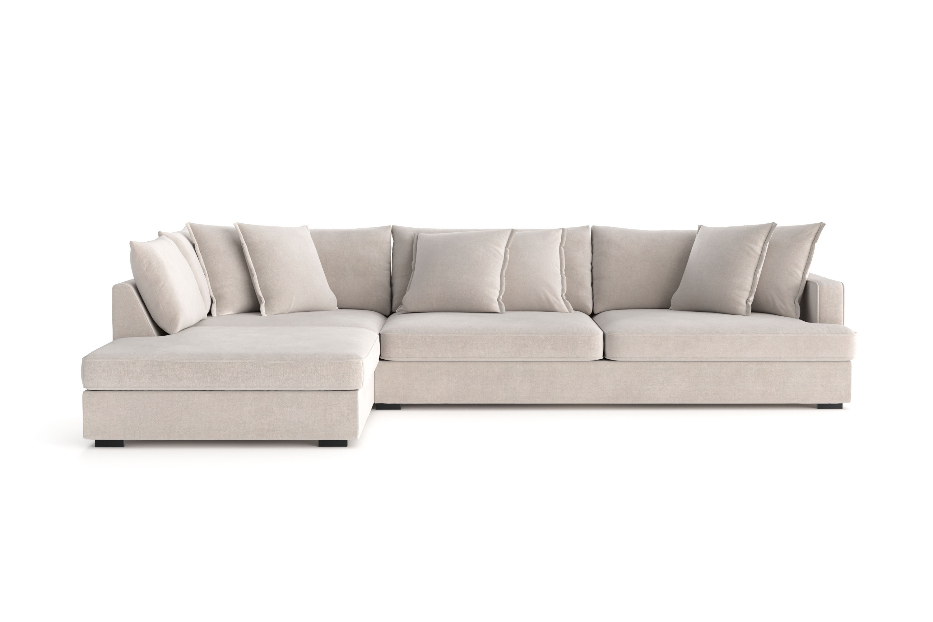 rossita lyx 4-sits extra djup soffa med schäslong vänster - beige tyg