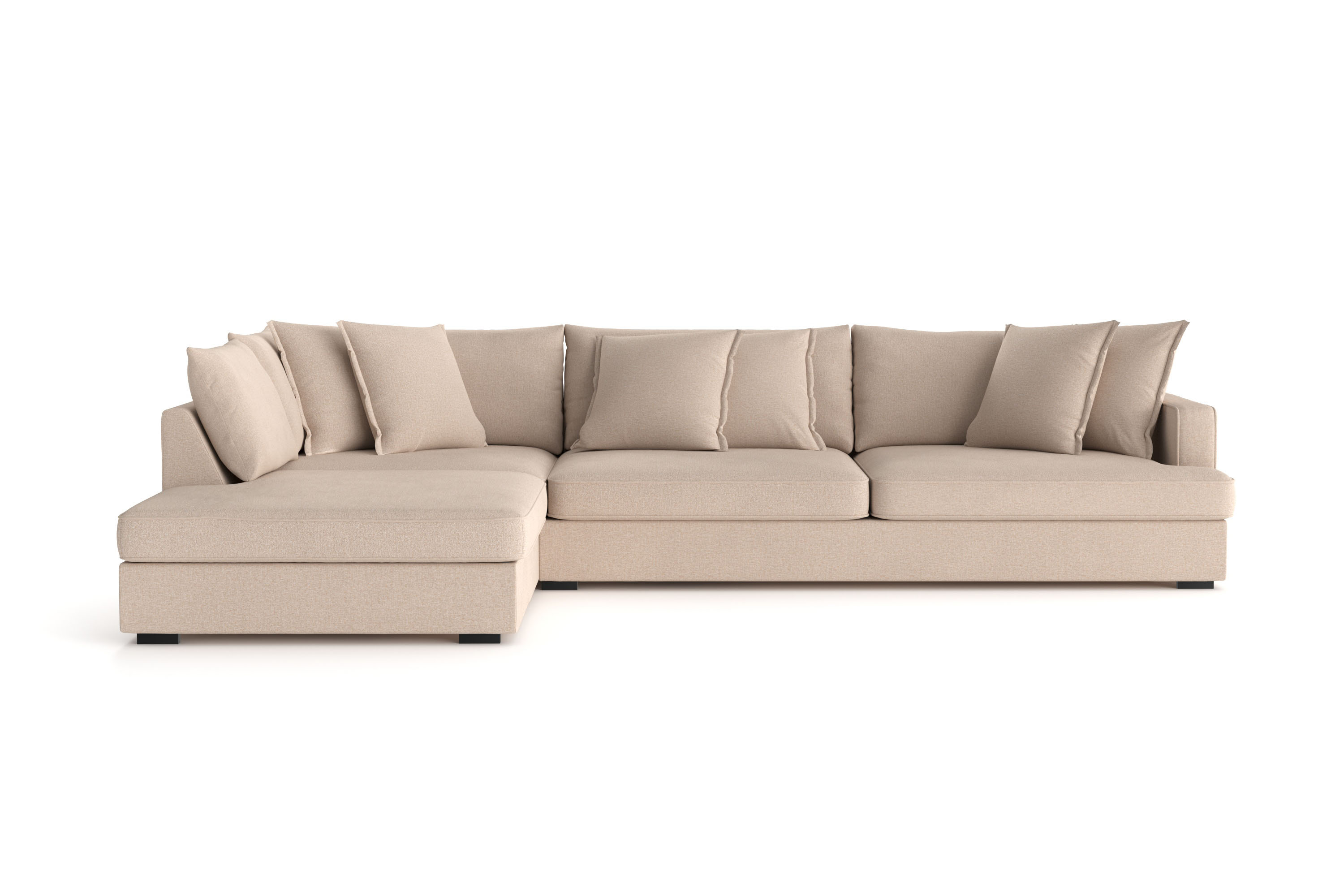 rossita lyx 4-sits extra djup soffa med schäslong vänster - beige tyg