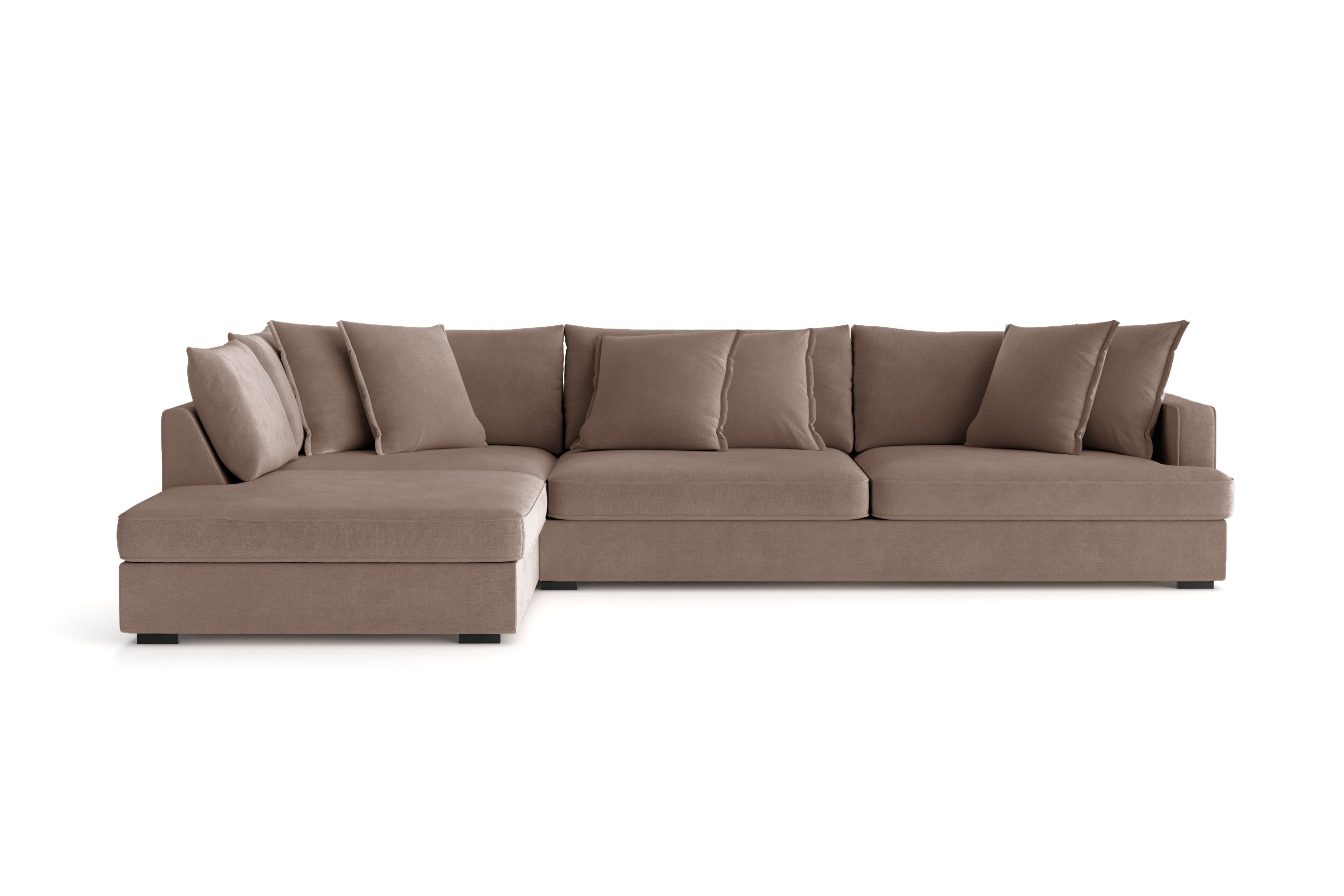 rossita lyx 4-sits extra djup soffa med schäslong vänster - brun tyg