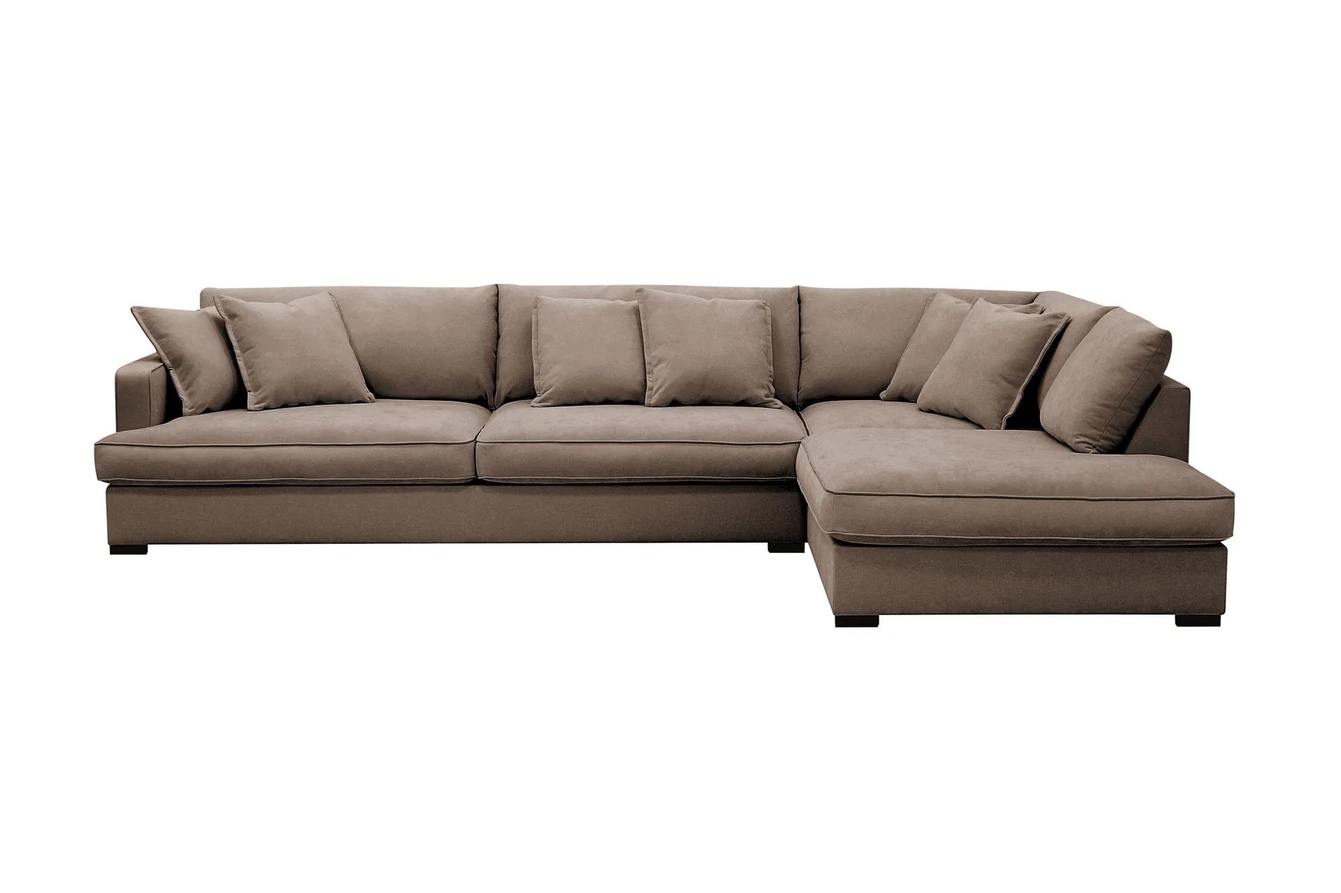 Rossita Lyx 4-sits H&ouml;gerv&auml;nd L-formad Extra Djup Sch&auml;slongsoffa i Tyg - Brun Tyg