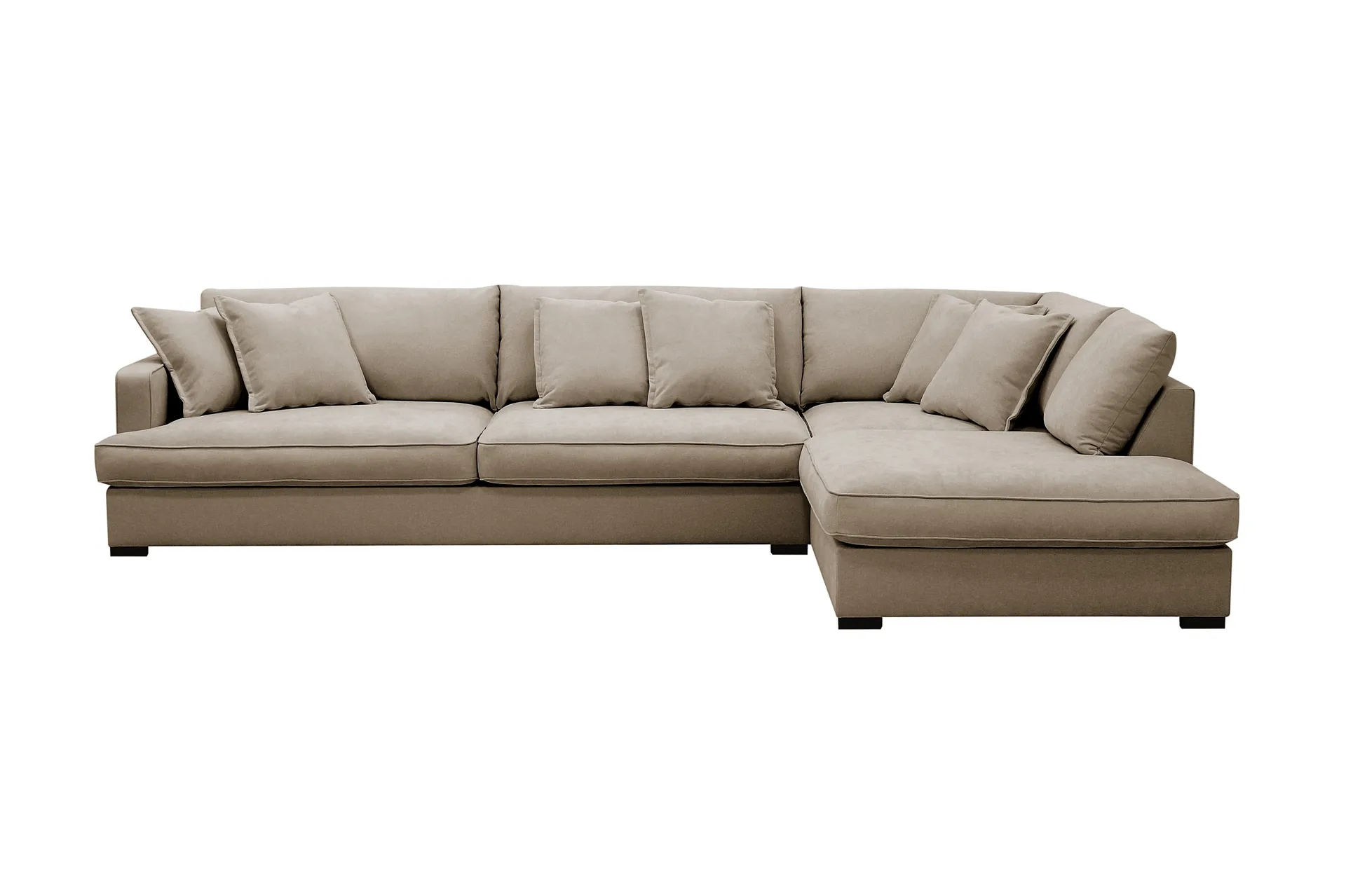 Rossita Lyx 4-sits H&ouml;gerv&auml;nd L-formad Extra Djup Sch&auml;slongsoffa i Tyg - Brun Tyg