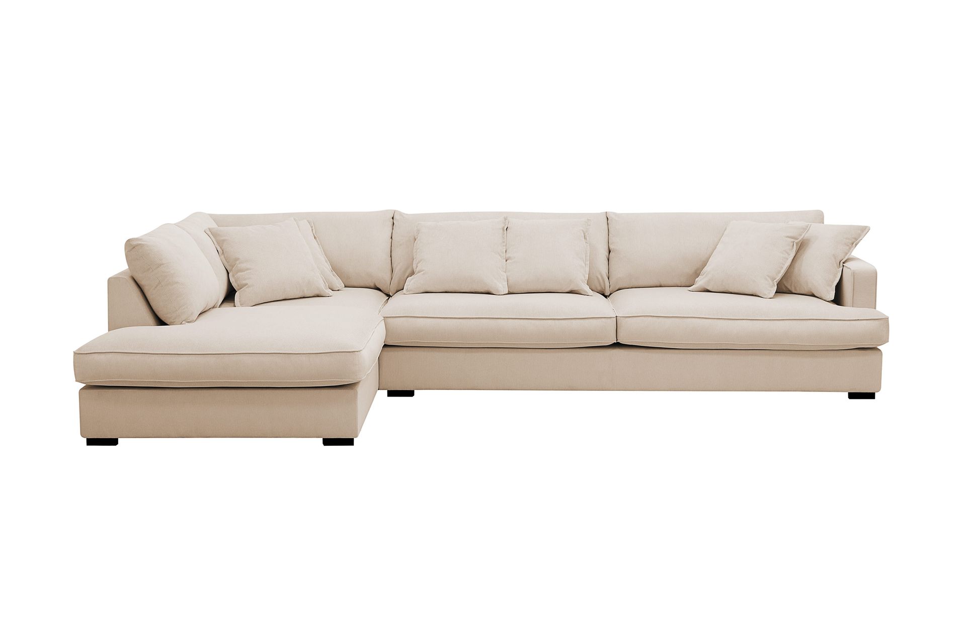 Rossita Lyx 4-sits V&auml;nsterv&auml;nd L-formad Extra Djup Sch&auml;slongsoffa i Manchester - Beige Manchester