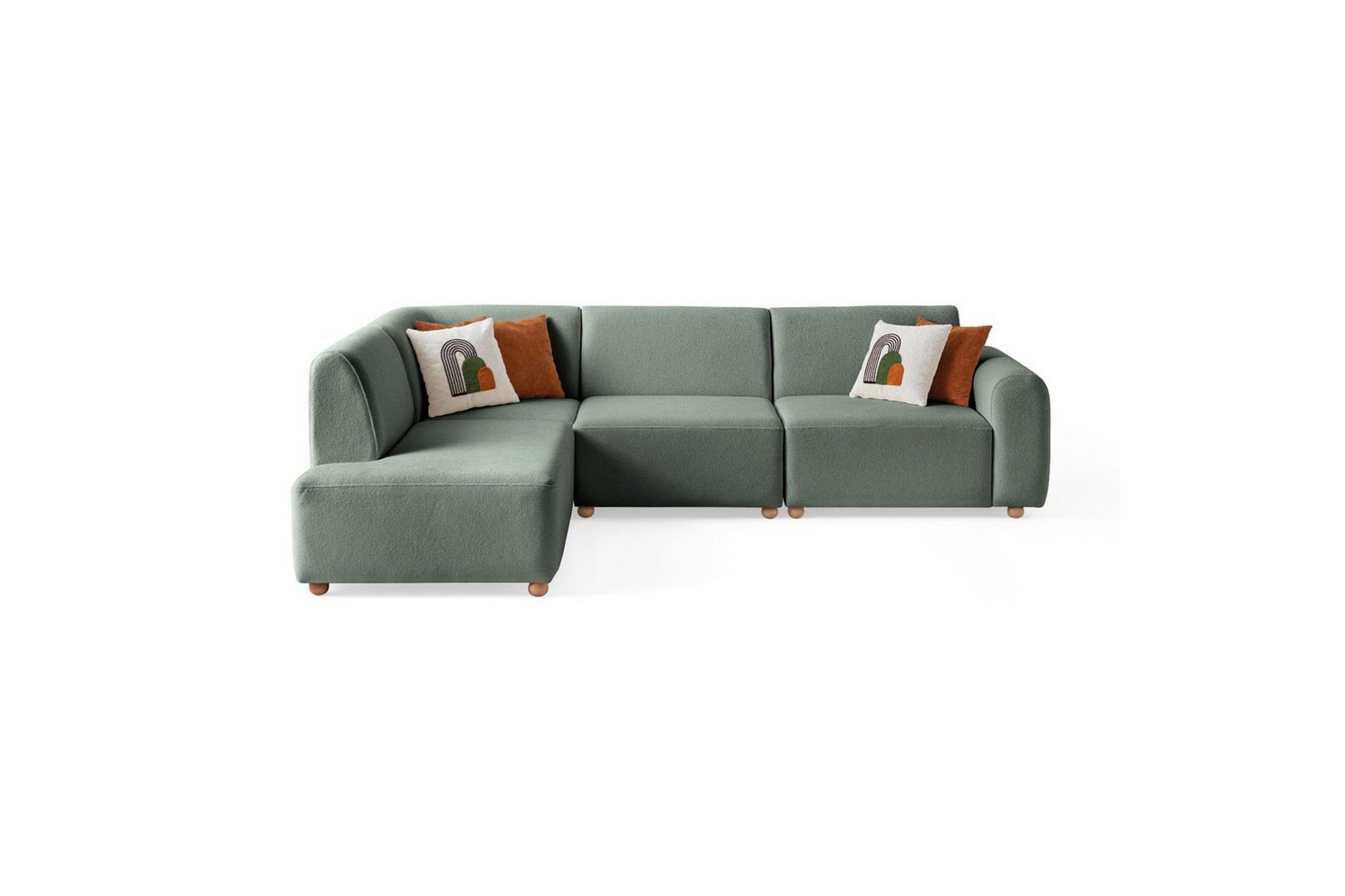 rynvar soffa med schäslong 4-sits - grön