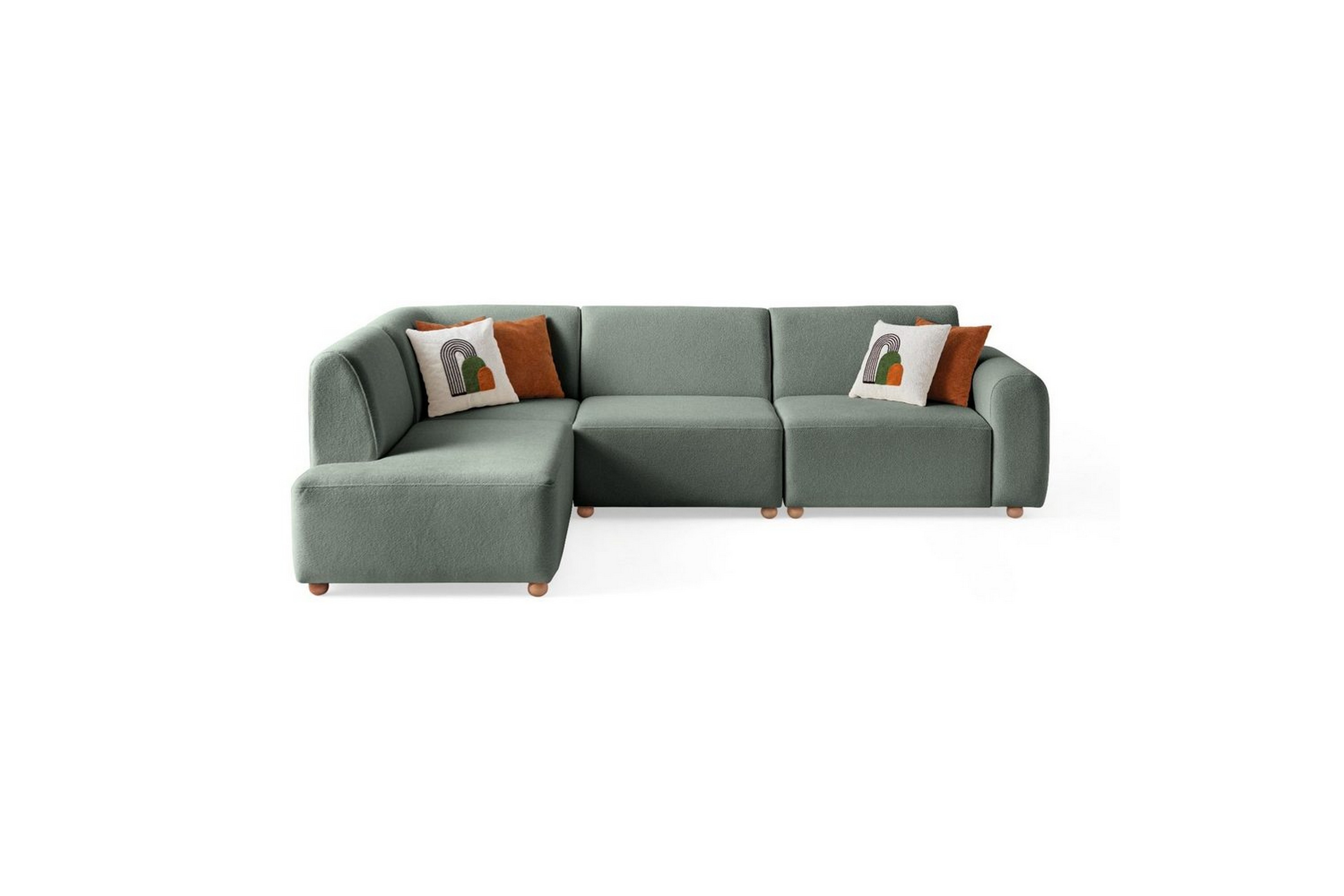 rynvar soffa med schäslong 4-sits - grön