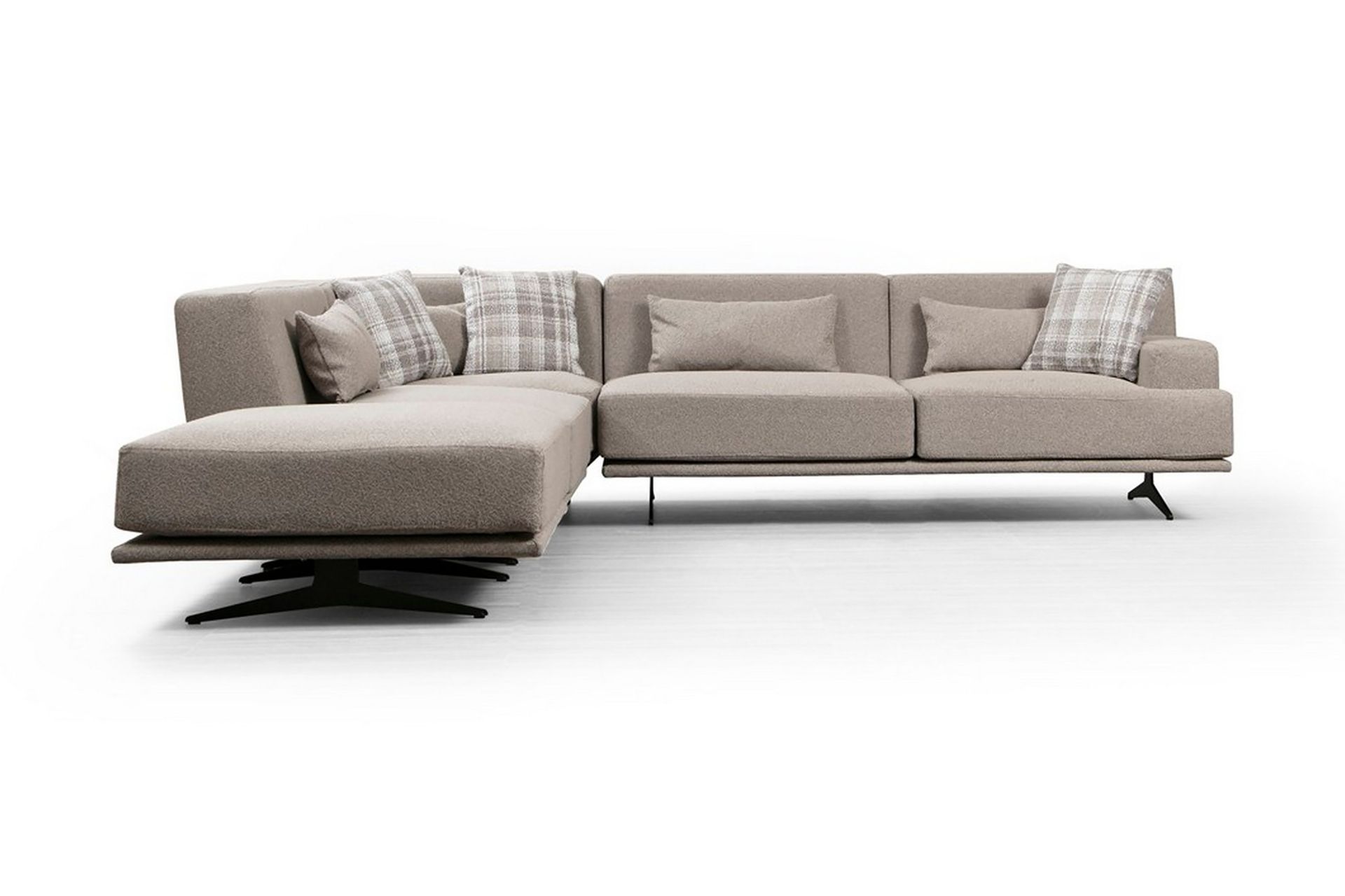 Sanroman V&auml;nsterv&auml;nd L-formad Sch&auml;slongsoffa 302 cm i Tyg - Beige