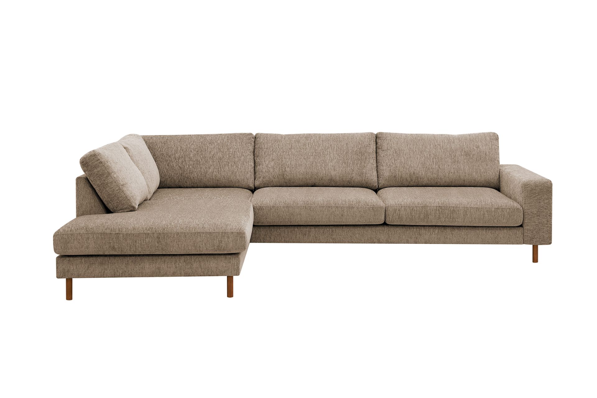 Scandi Djup 4-sits Soffa med Sch&auml;slong V&auml;nster i Chenille - Brun