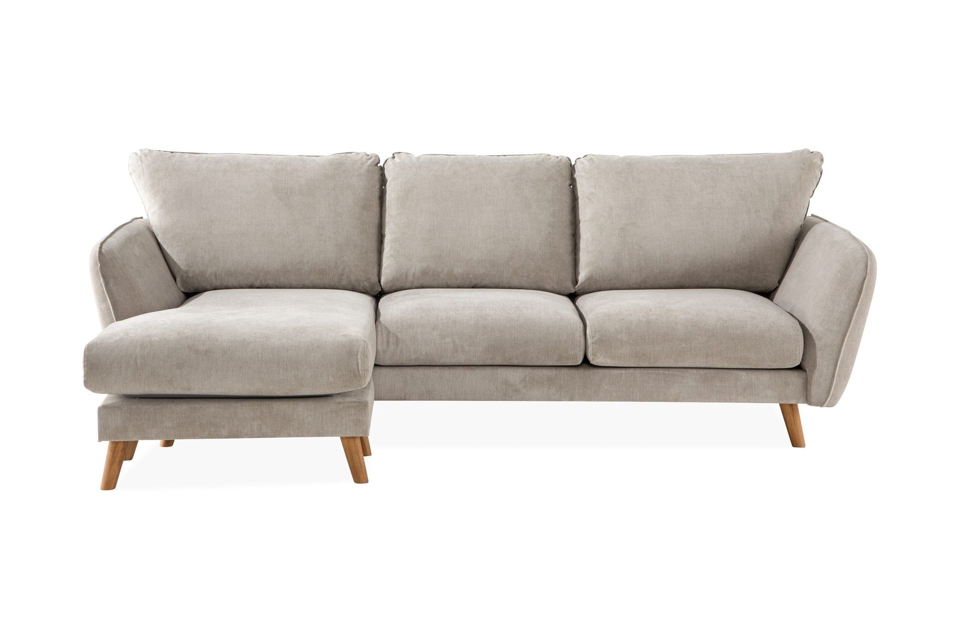 Trend Lyx 3-sits V&auml;nsterv&auml;nd L-formad Divansoffa i Tyg - Beige
