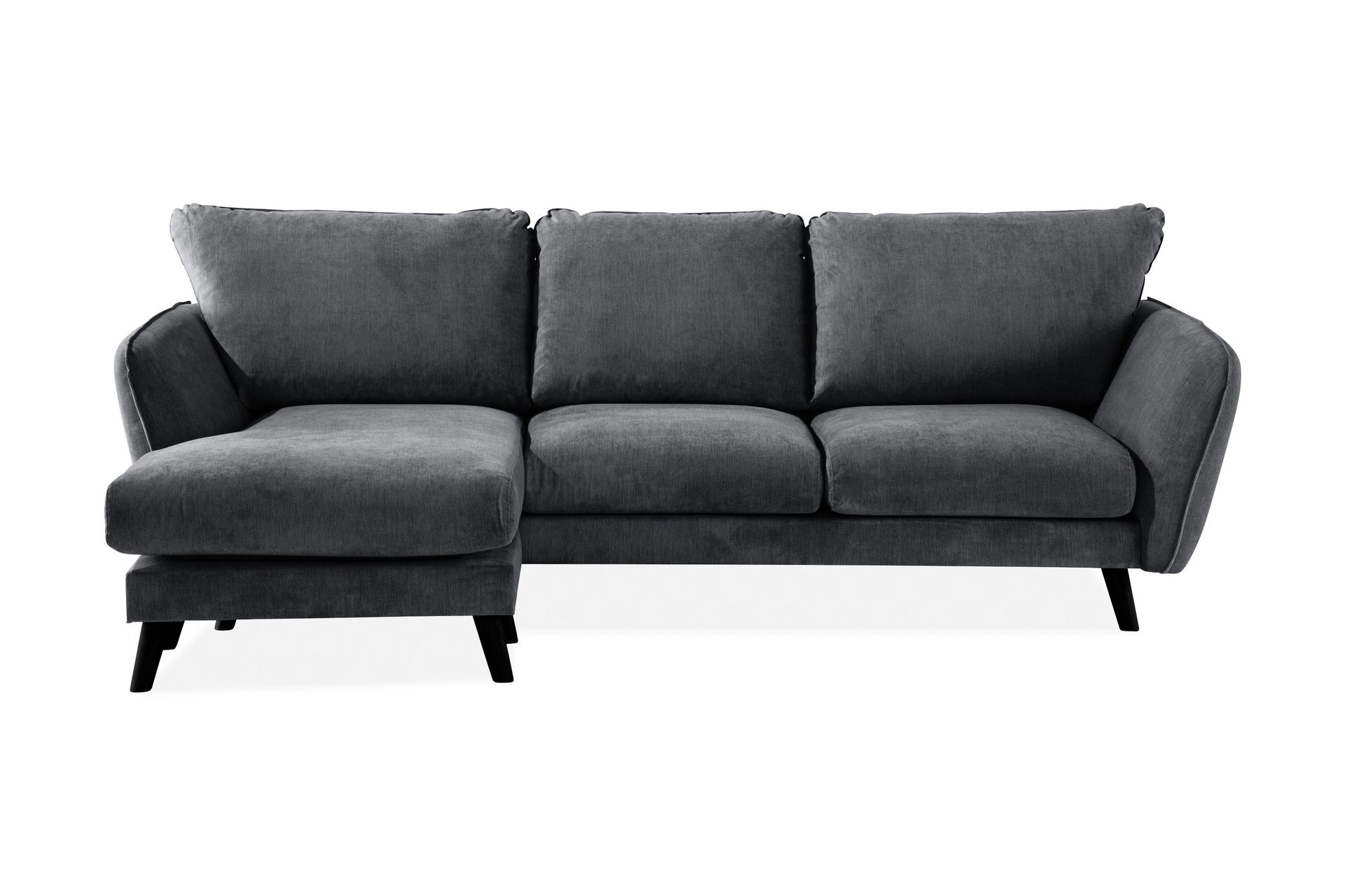 Trend Lyx 3-sits V&auml;nsterv&auml;nd L-formad Divansoffa i Tyg - M&ouml;rkgr&aring;