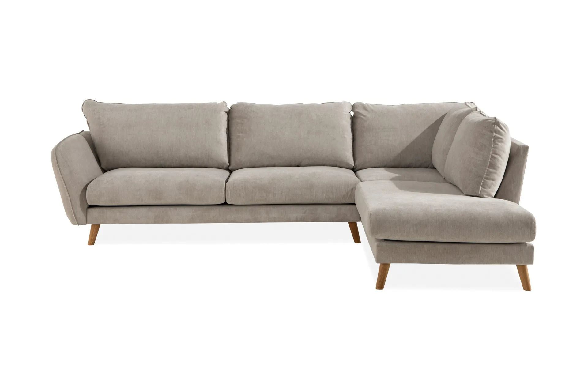 Trend Lyx 4-sits H&ouml;gerv&auml;nd L-formad Sch&auml;slongsoffa i Tyg - Beige