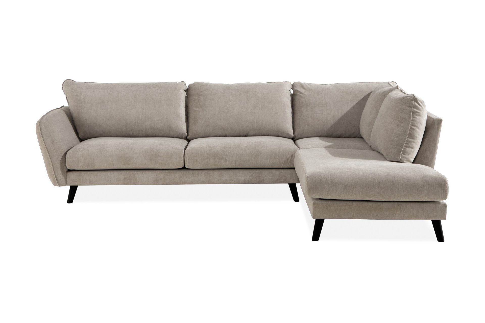 Trend Lyx 4-sits H&ouml;gerv&auml;nd L-formad Sch&auml;slongsoffa i Tyg - Beige