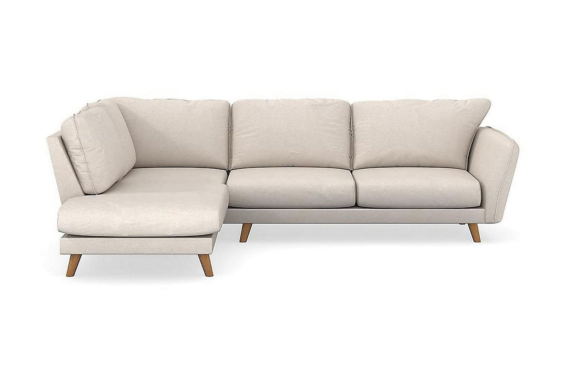 Trend Lyx 4-sits V&auml;nsterv&auml;nd L-formad Sch&auml;slongsoffa i Tyg - Beige