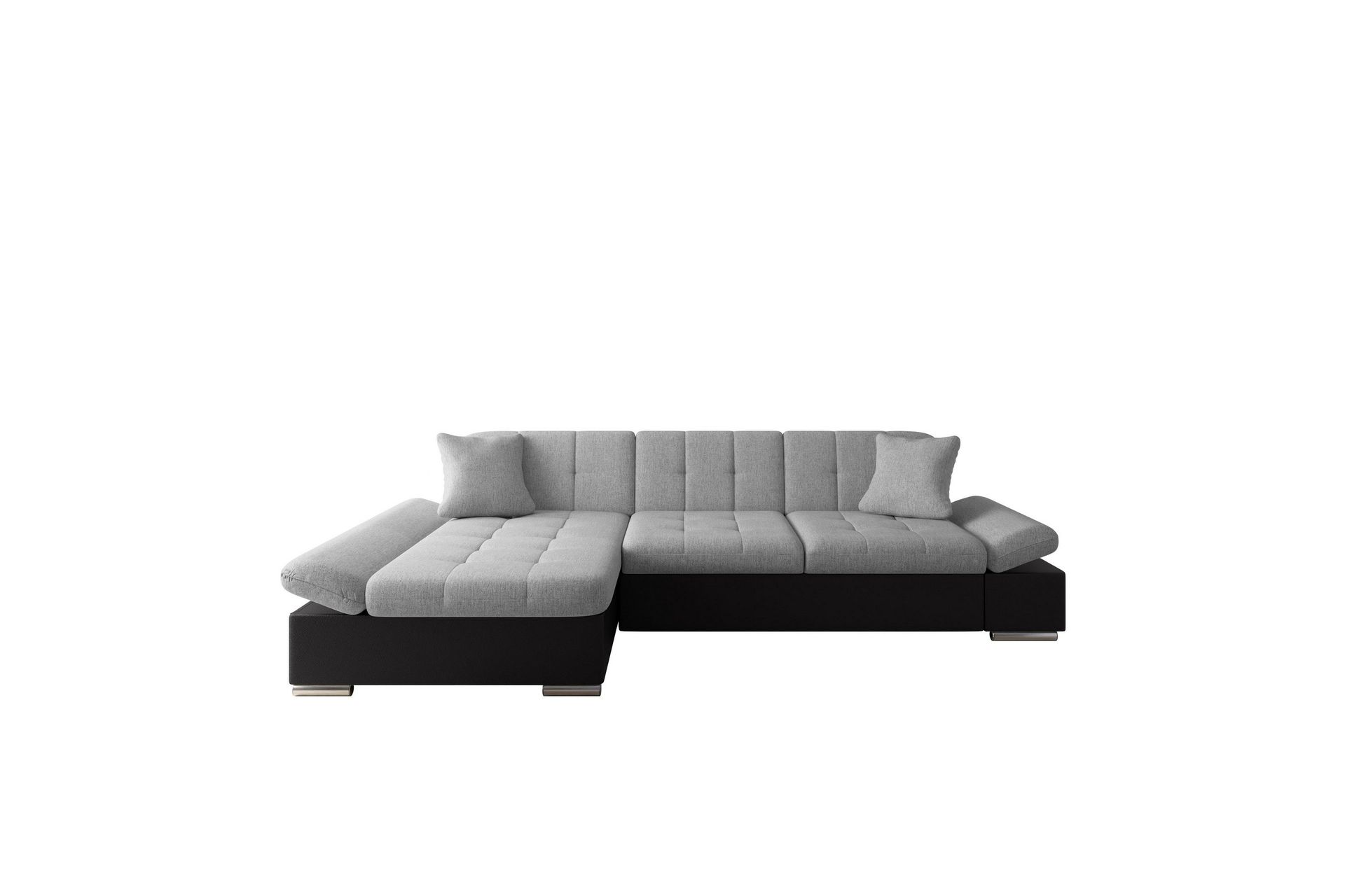 Vananda Soffa med Divan 3-sits i Konstl&auml;der - Svart/Gr&aring;