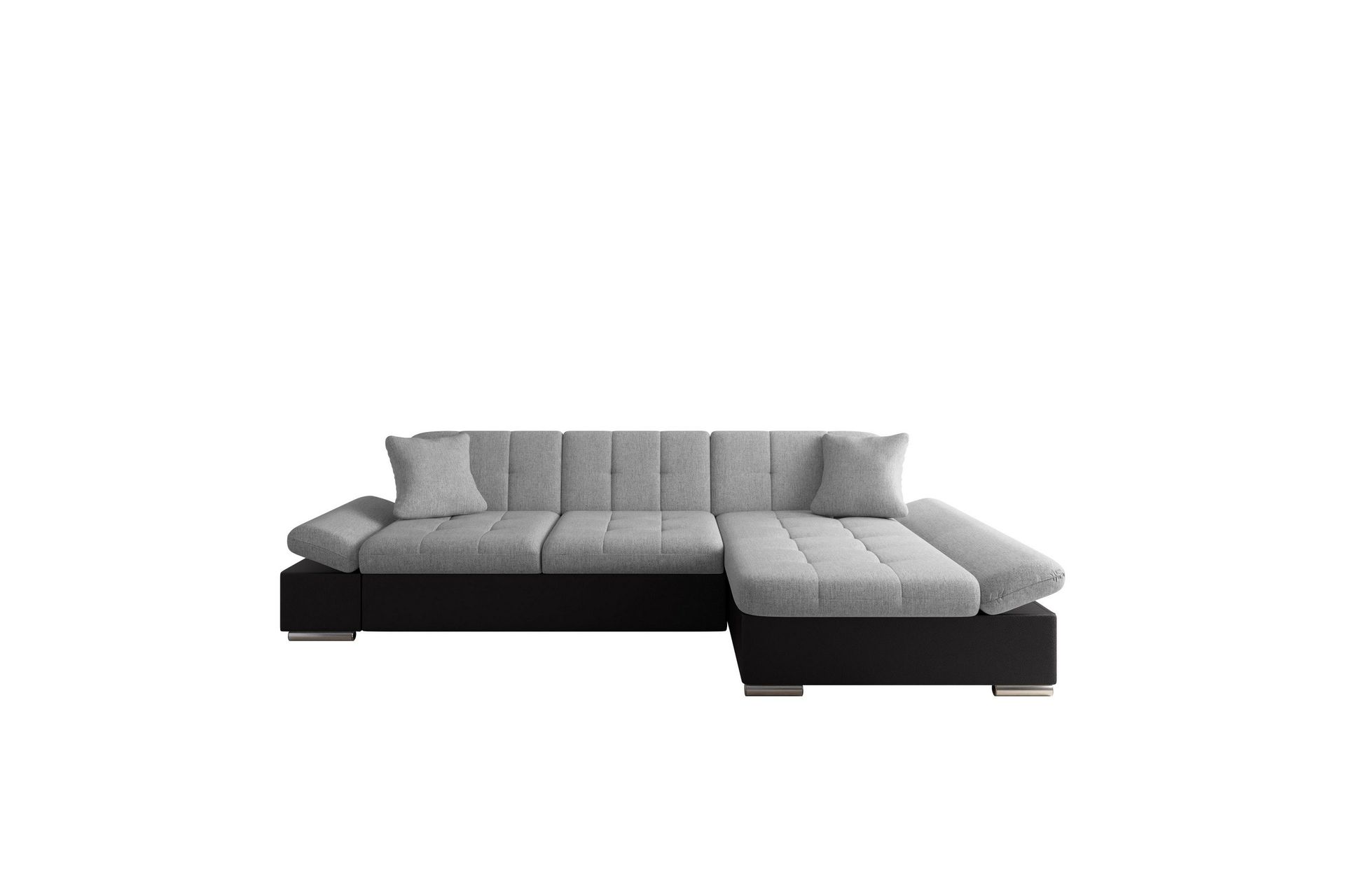 Vananda Soffa med Divan 3-sits i Konstl&auml;der - Svart/Gr&aring;