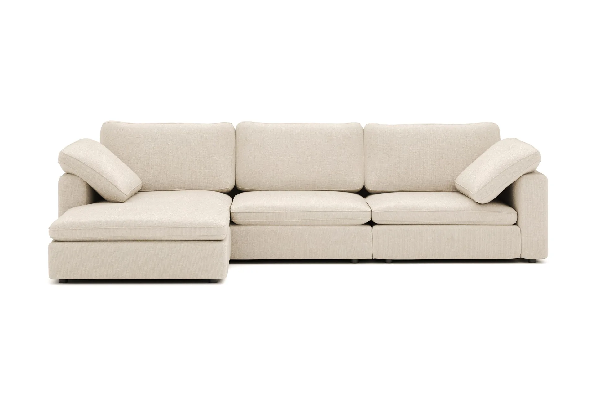 Visby 4-sits L-formad Djup V&auml;ndbar Soffa med Divan i Tyg - Beige