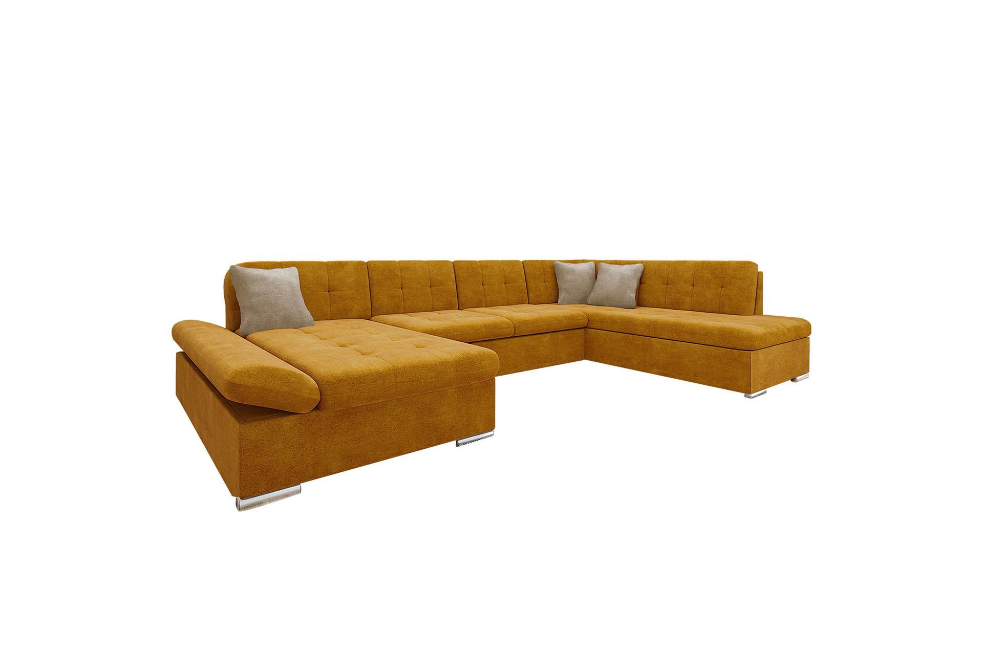 Zumar Soffa med Divan och Sch&auml;slong 4-sits - Gul/Beige