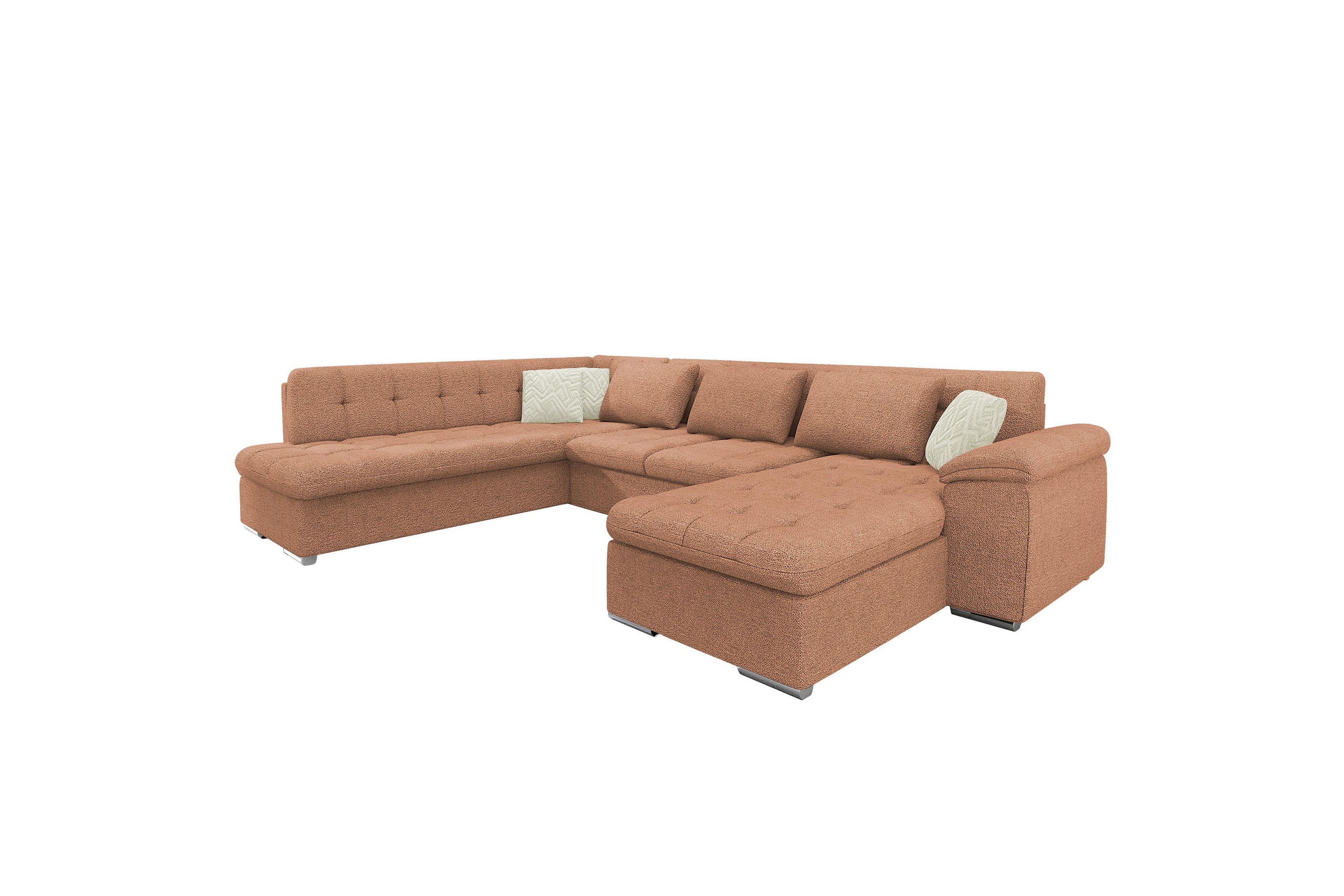 Dynir Soffa med Divan och Schäslong 4-sits Brun/Beige