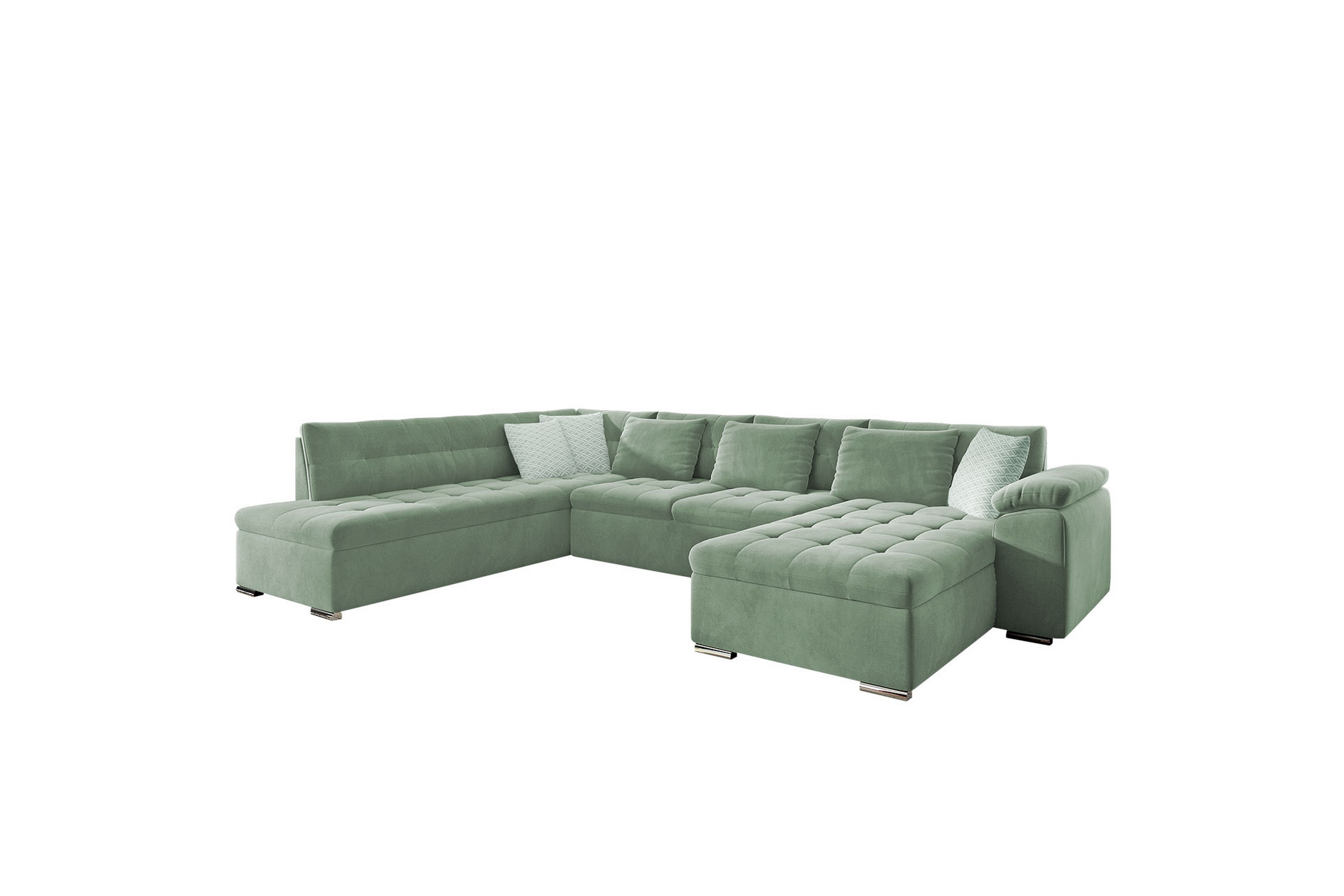 Dynir Soffa med Divan och Schäslong 4-sits Ljusgrön
