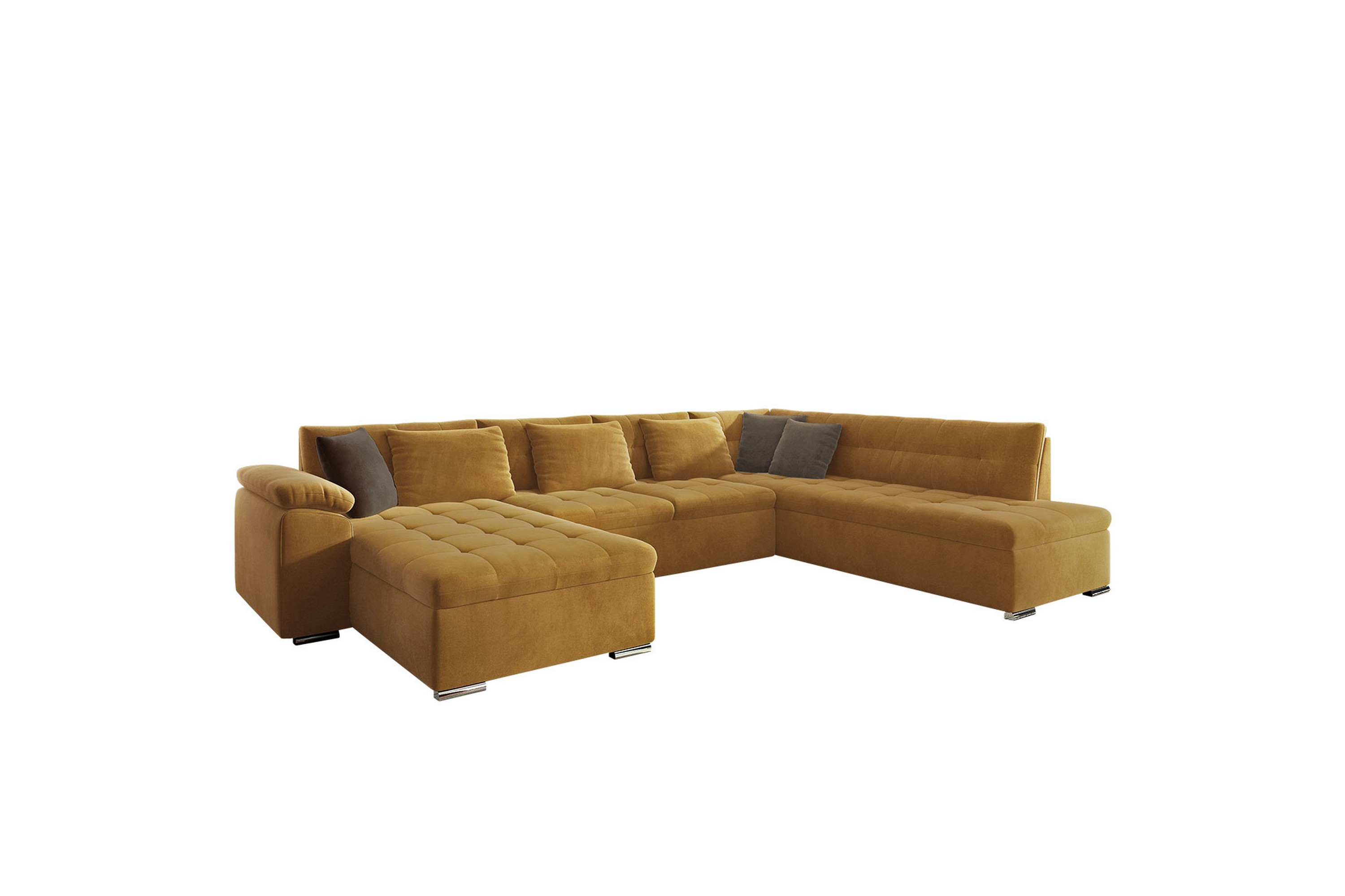 Dynir Soffa med Divan och Schäslong 4-sits Senapsgul