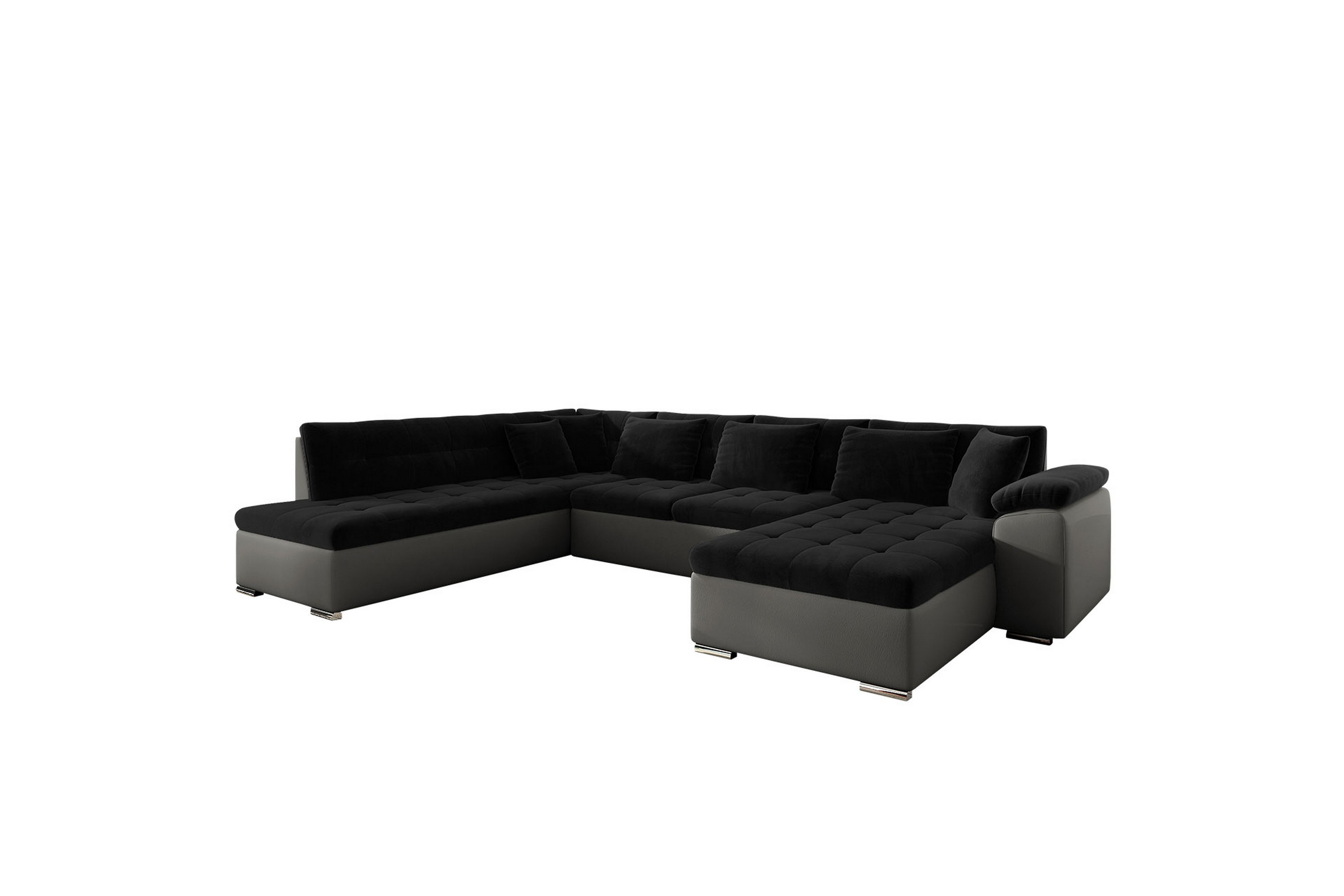 Dynir Soffa med Divan och Schäslong 4-sits Svart/Grå