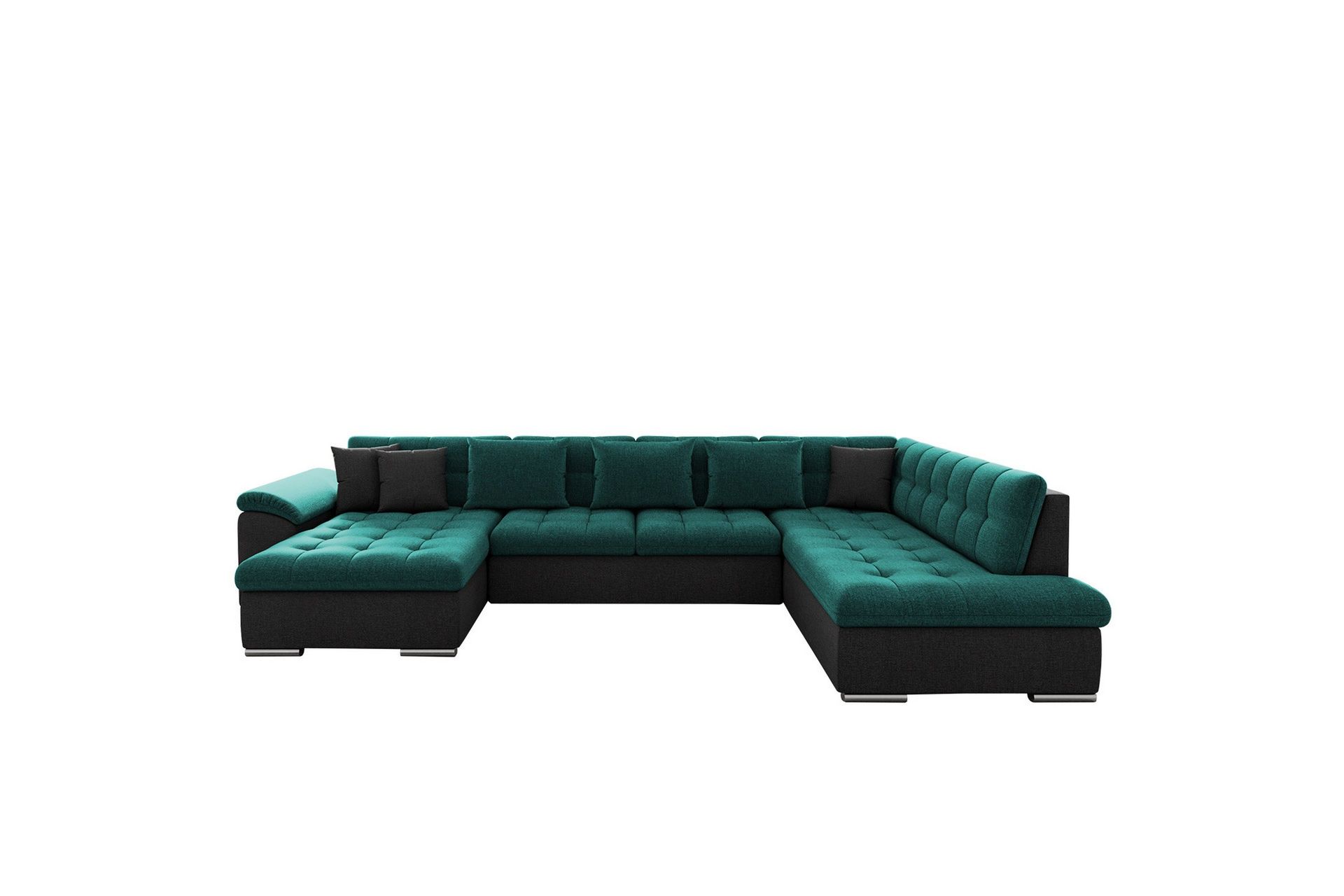 Dynir Soffa med Divan och Sch&auml;slong 4-sits - Svart/Gr&ouml;n