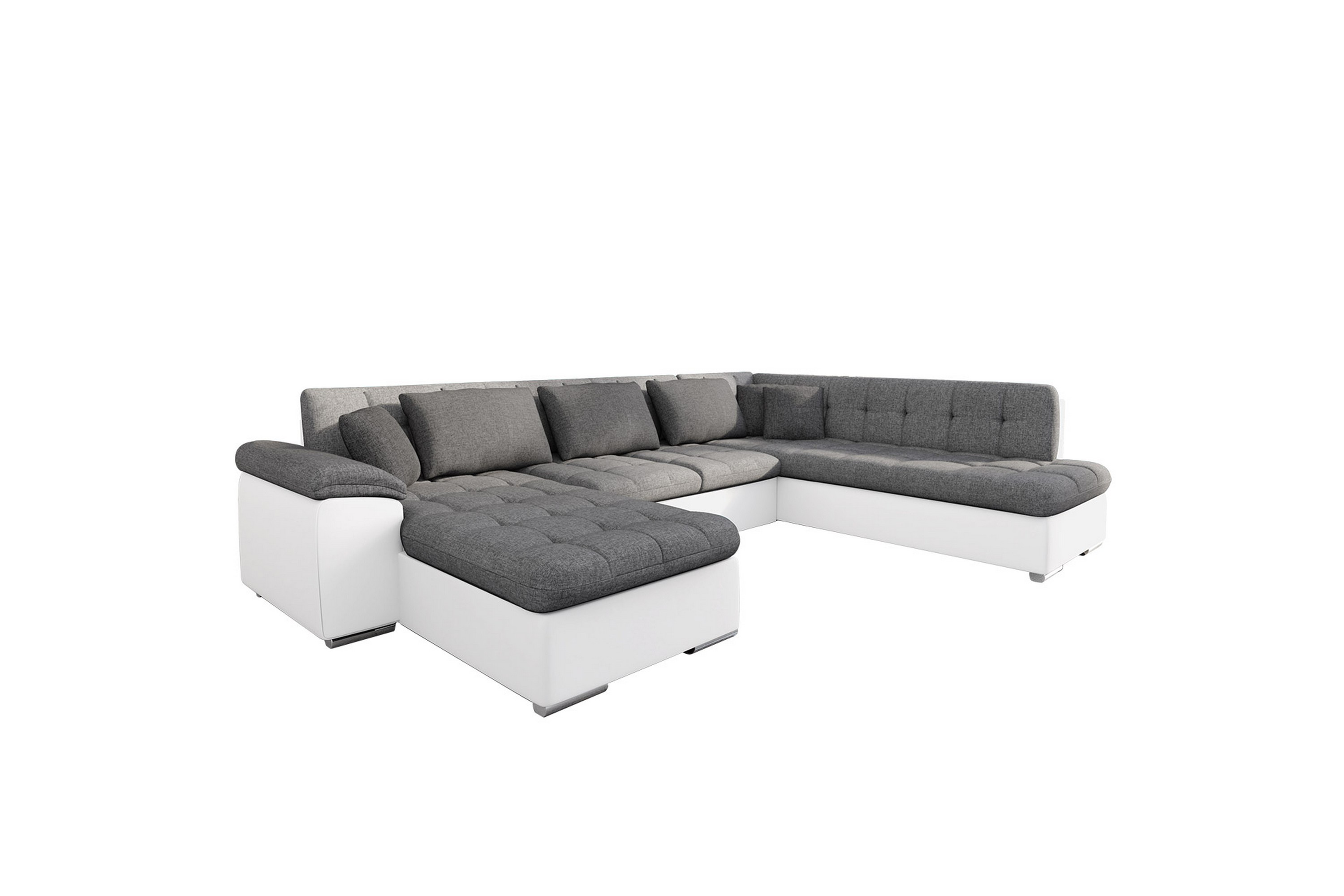 Dynir Soffa med Divan och Schäslong 4-sits Vit/Grå