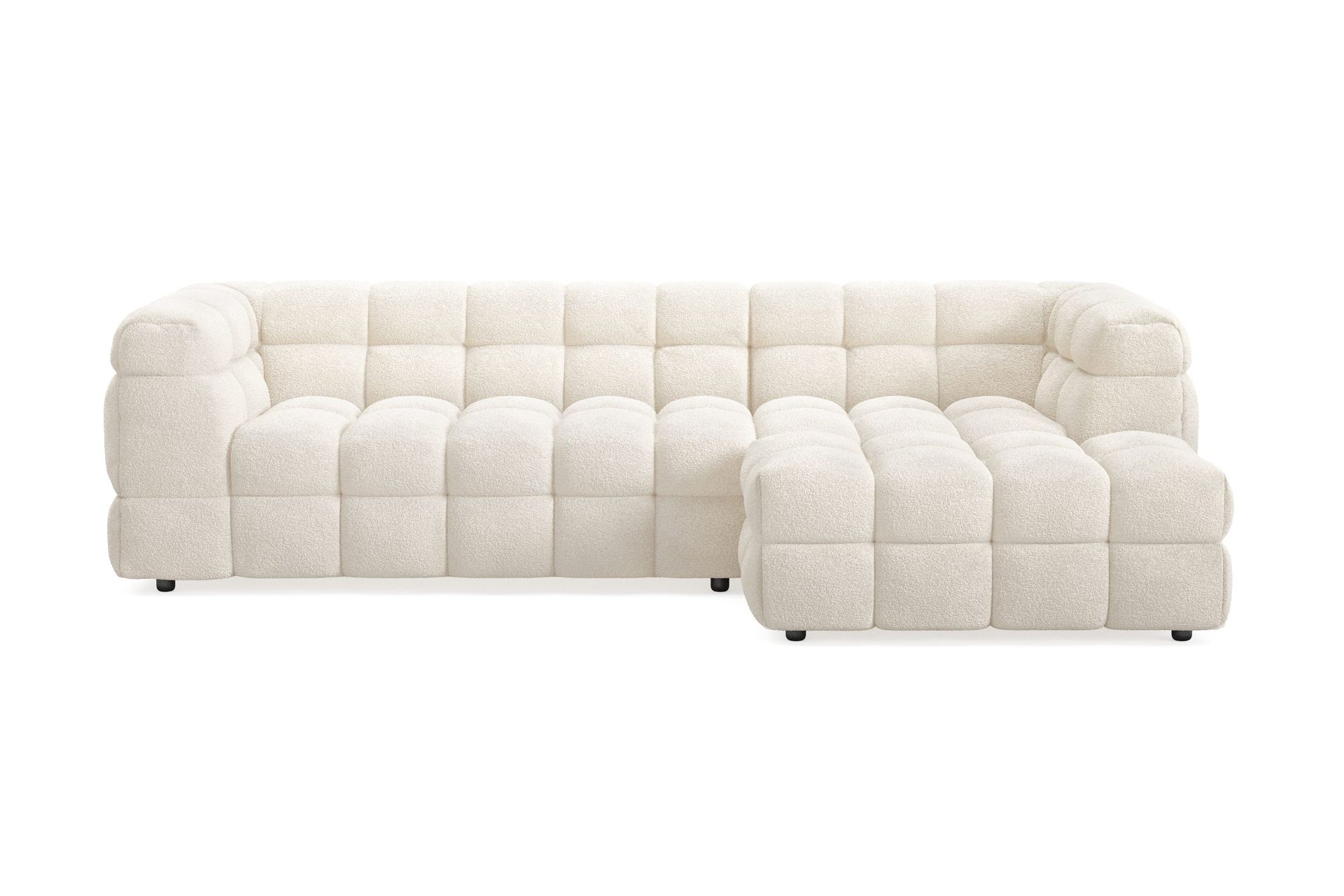 Elise 4-sits Bubblig Soffa med Divan H&ouml;ger - Beige Teddy