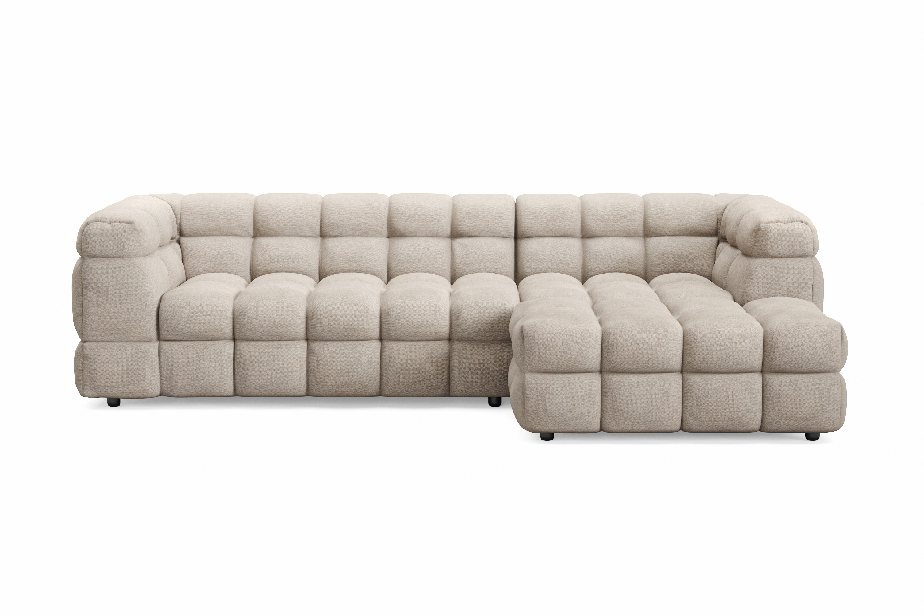 elise 4-sits bubblig soffa med divan höger - beige