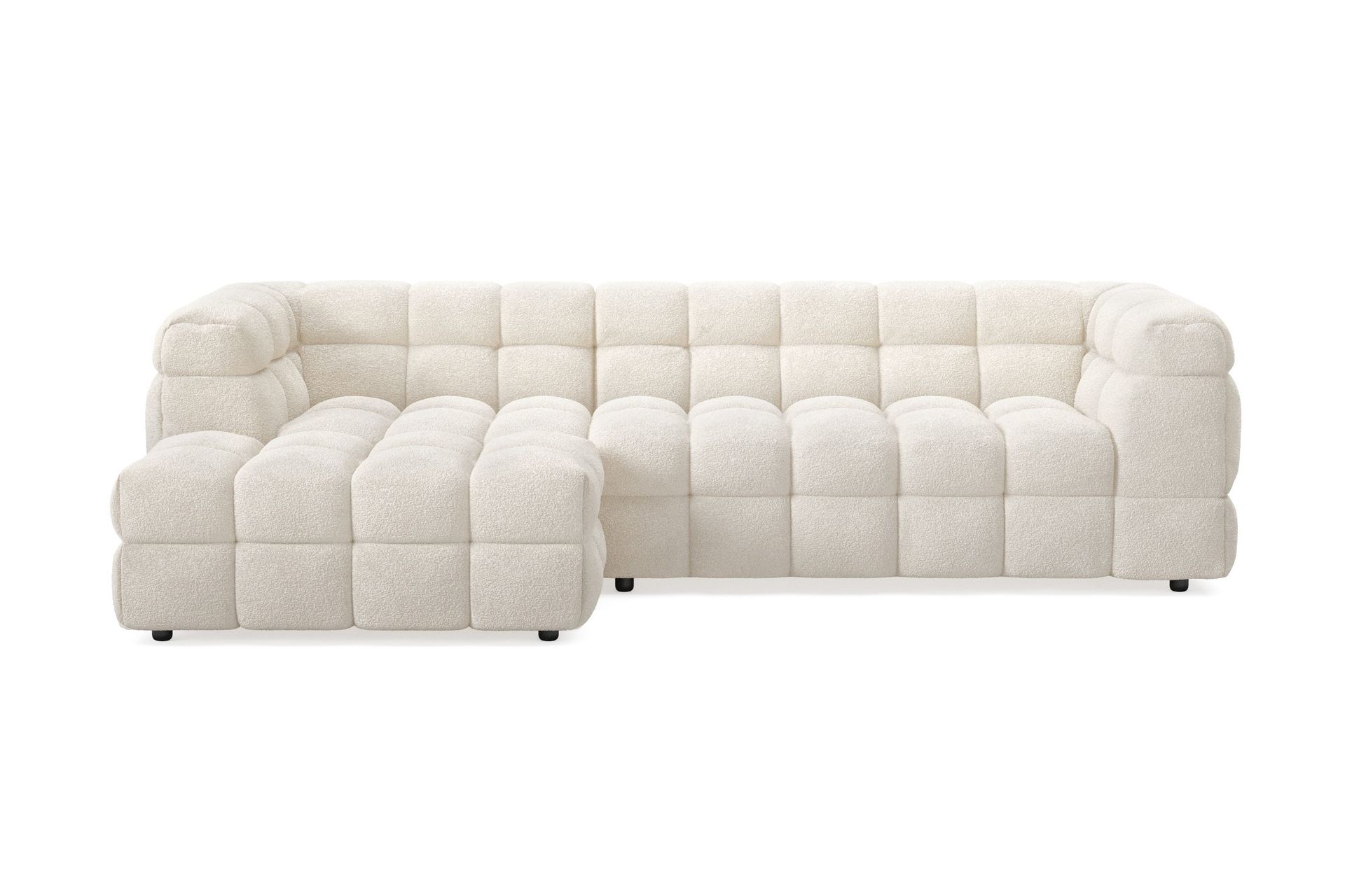 Elise 4-sits Bubblig Soffa med Divan V&auml;nster - Beige Teddy