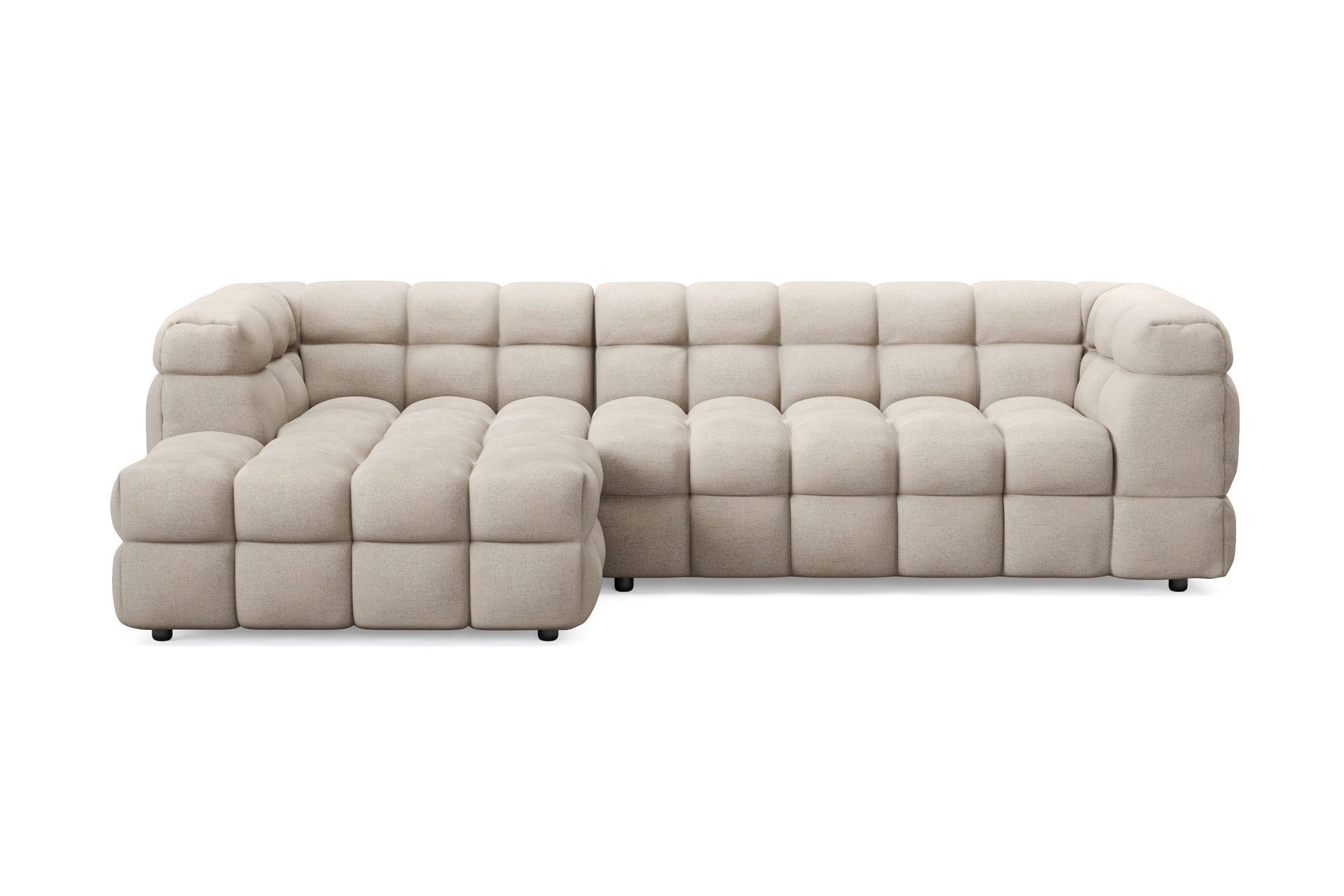Elise 4-sits Bubblig Soffa med Divan V&auml;nster - Beige