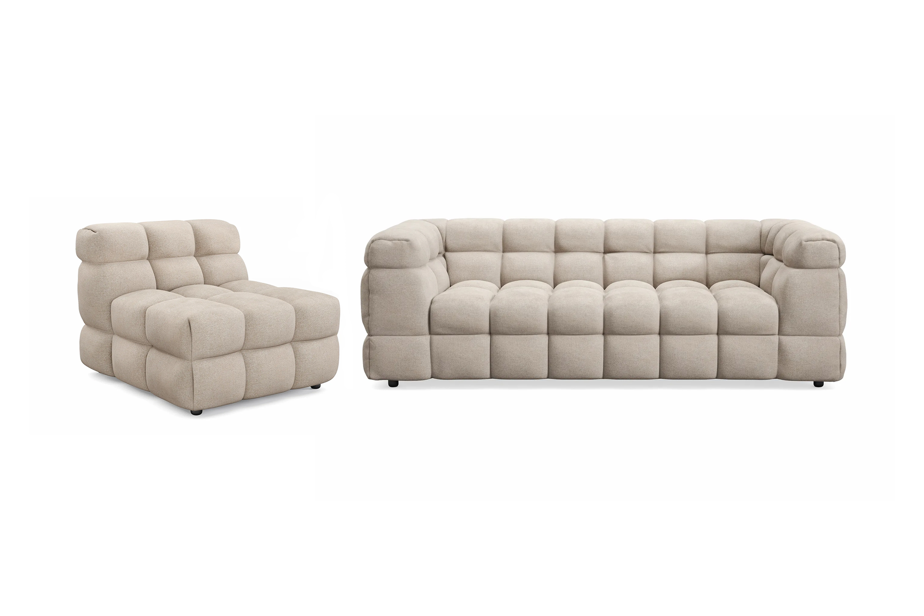 Elise Bubblig Soffgrupp 3-sits Soffa Fåtölj Beige