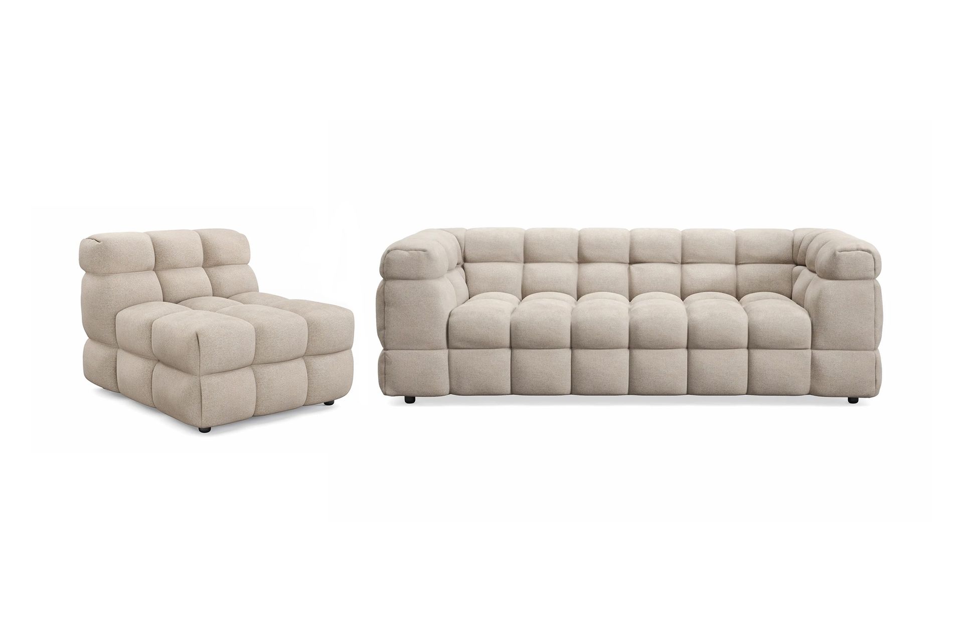 Elise Bubblig Soffgrupp 3-sits Soffa + F&aring;t&ouml;lj - Beige