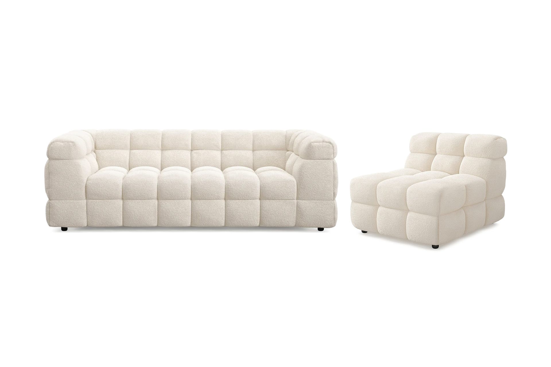 Elise Bubblig Soffgrupp 3-sits Soffa + F&aring;t&ouml;lj - Vit