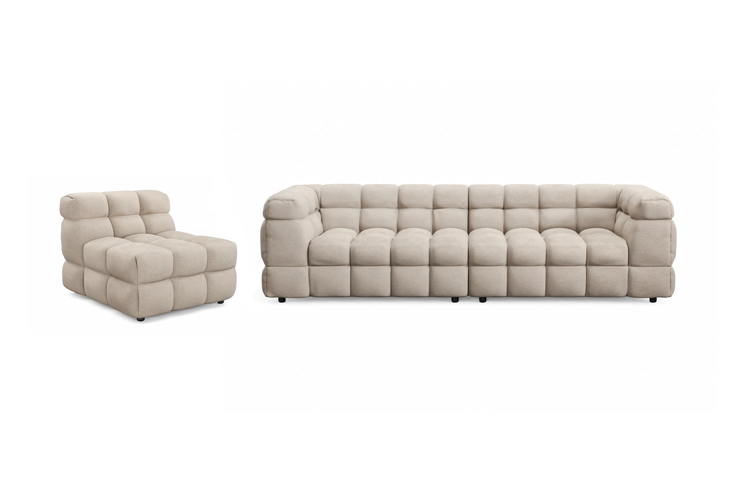 Elise Bubblig Soffgrupp 4-sits Soffa Fåtölj Beige