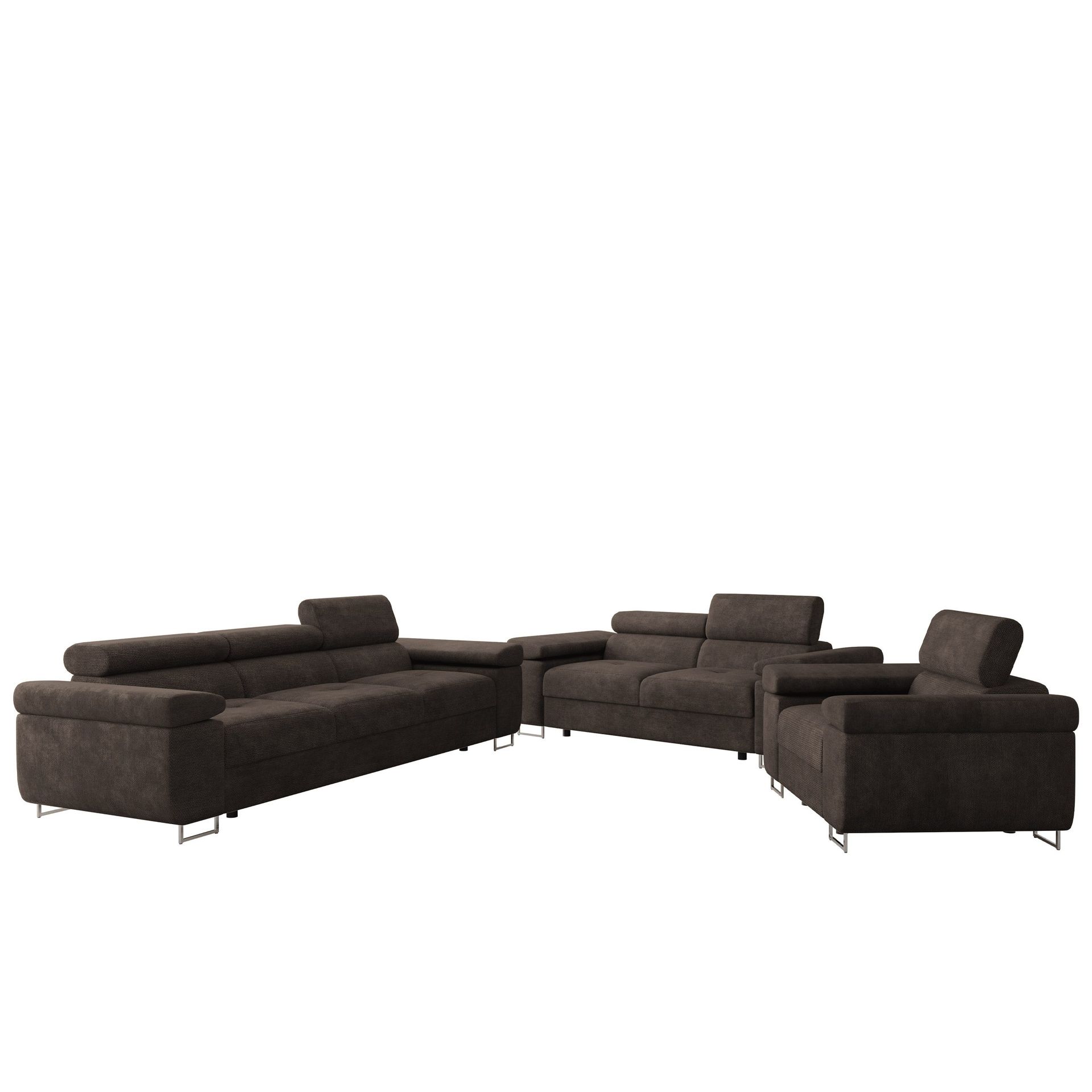 Gabina Soffgrupp - 3-sits + 2-sits + fåtölj - brun