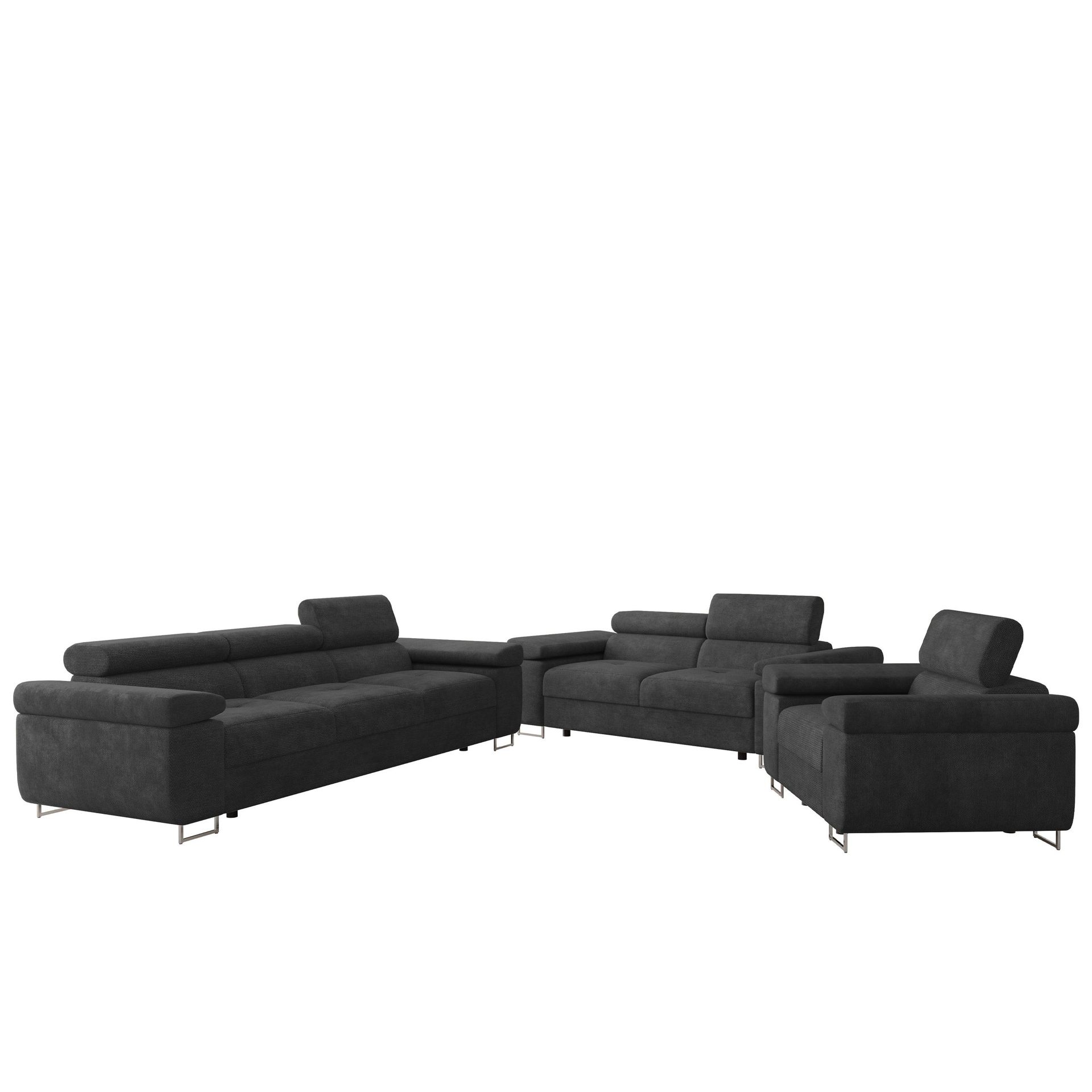 Gabina Soffgrupp - 3-sits + 2-sits + fåtölj - svart