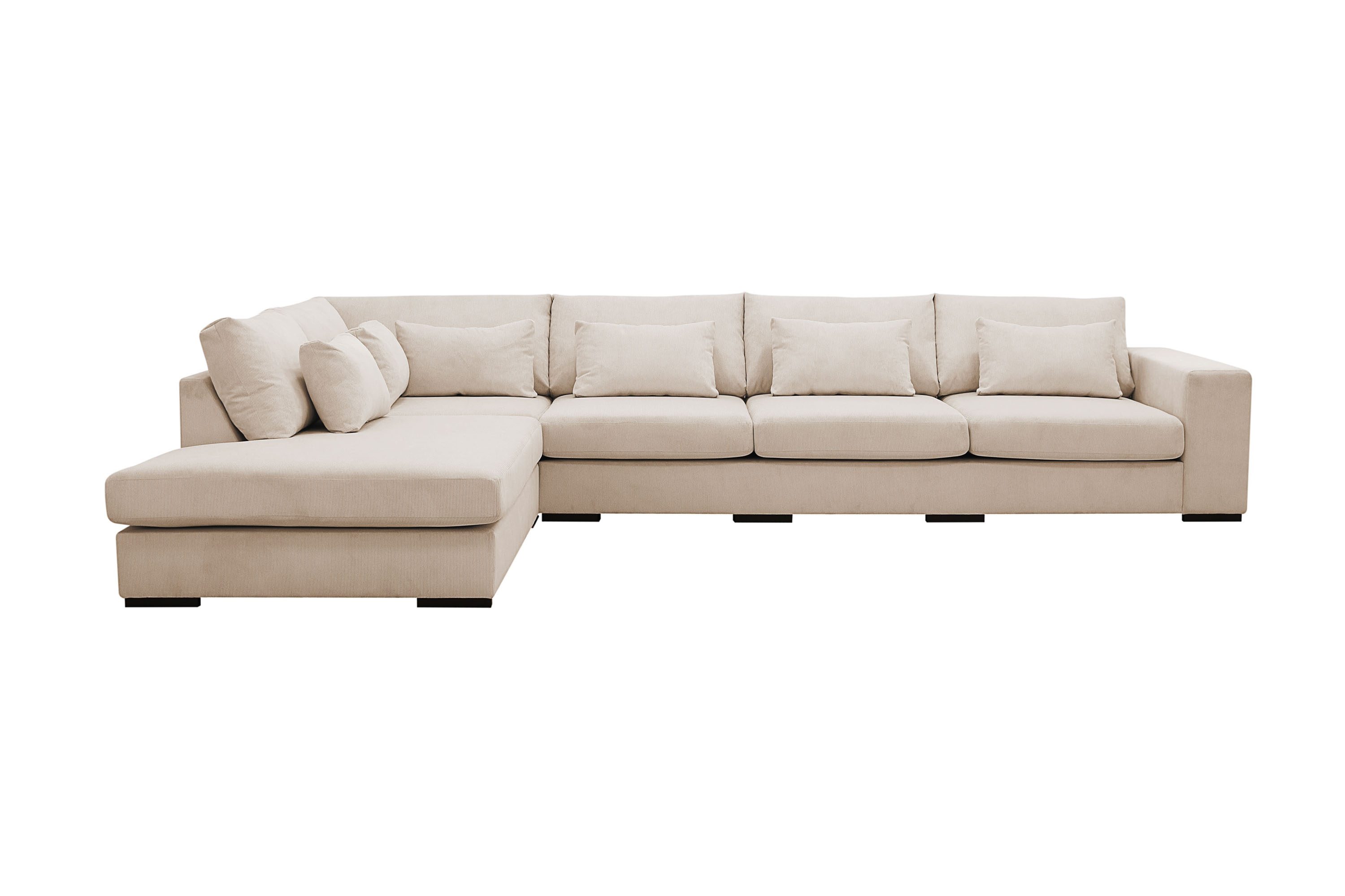 grande 5-sits soffa med schäslong vänster - beige manchester