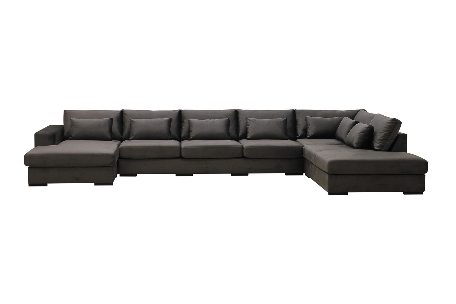 Grande 6-sits U-Soffa med Divan V&auml;nster - M&ouml;rkgr&aring; Sammet