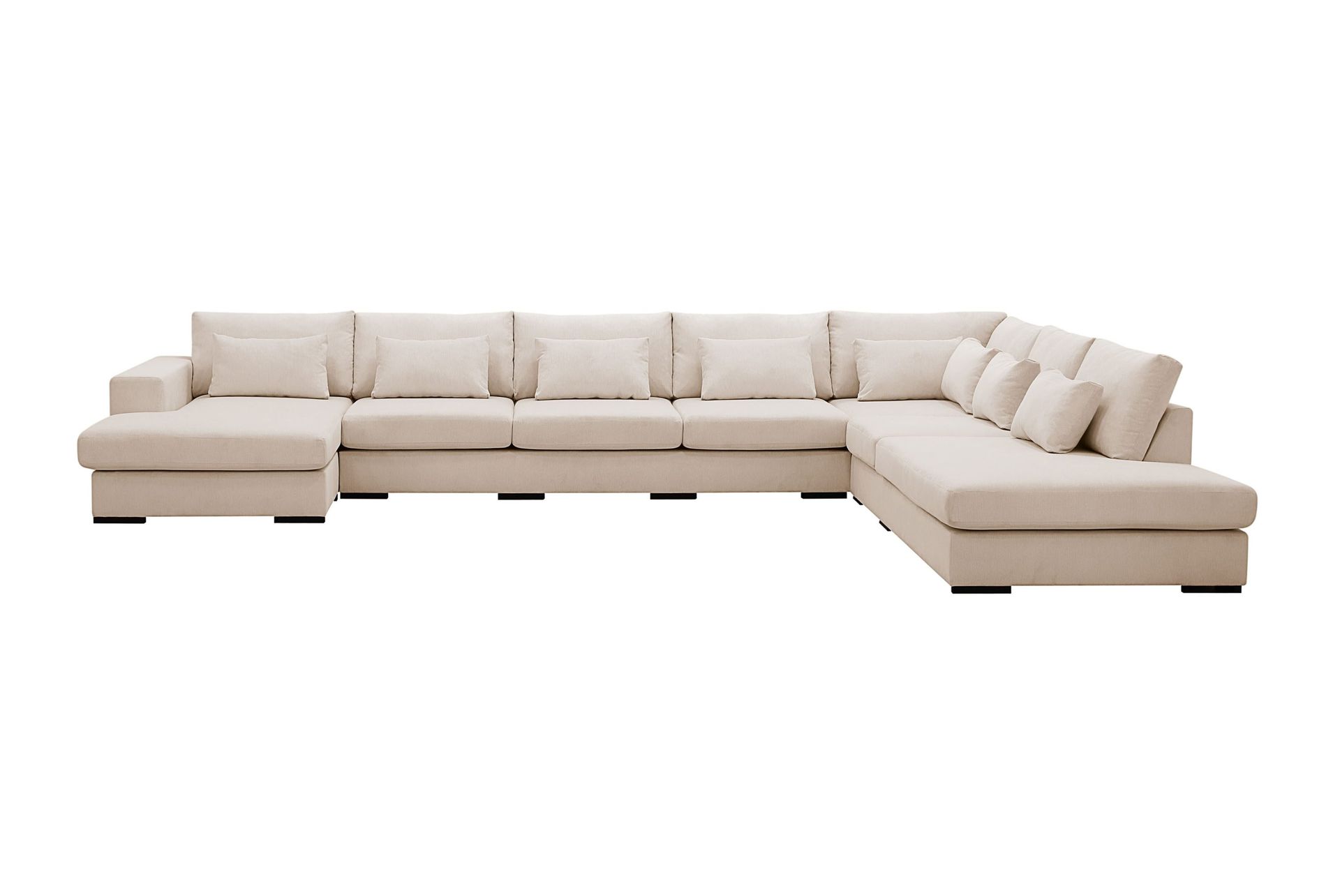 Grande Stor 7-sits U-Soffa med Divan V&auml;nster - Beige Manchester