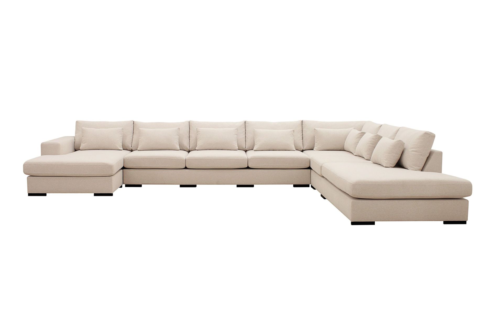 Grande Stor 7-sits U-Soffa med Divan V&auml;nster - Beige Tyg