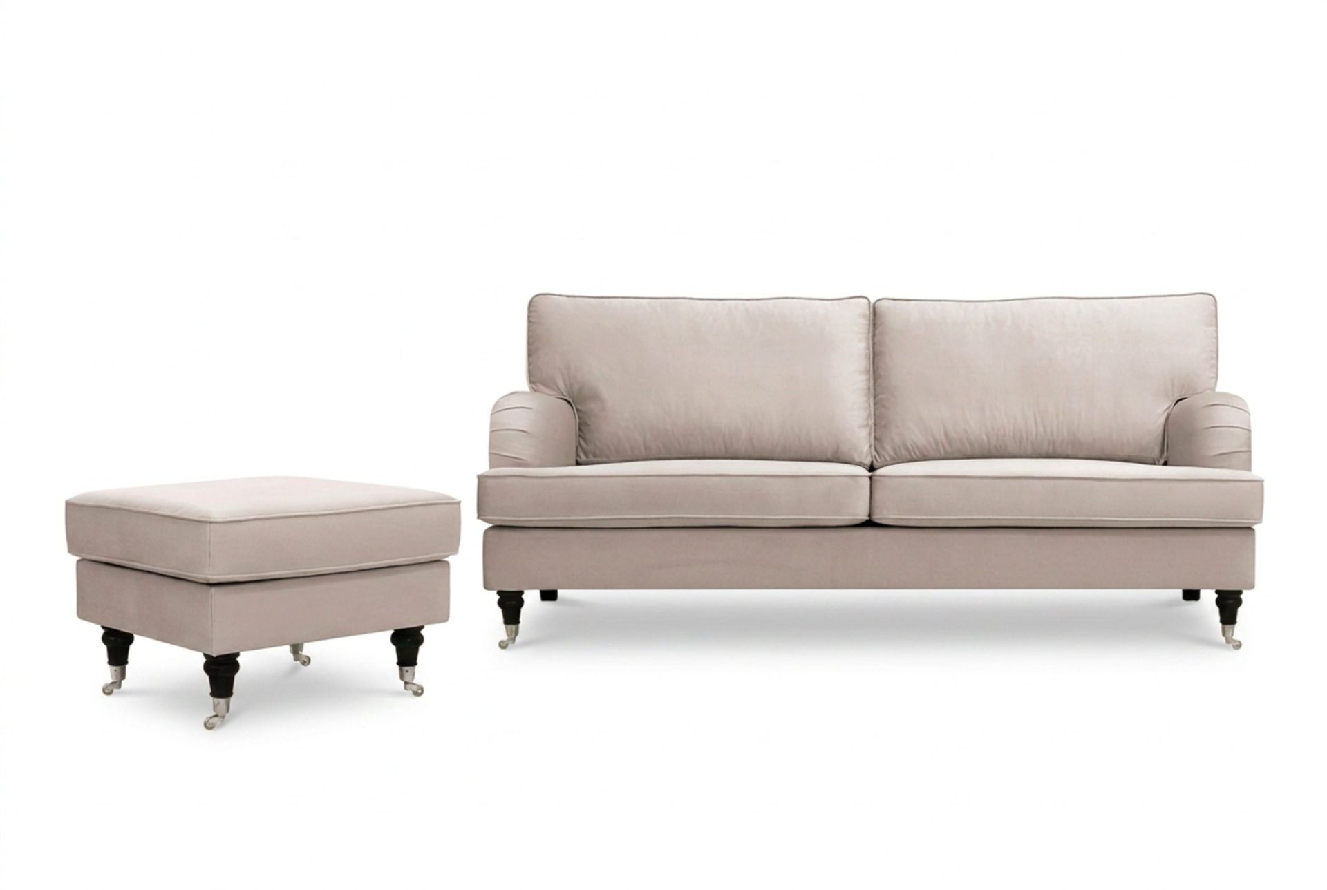 Howard Classic Soffgrupp 3-Sits Soffa och Fotpall i Sammet - Beige