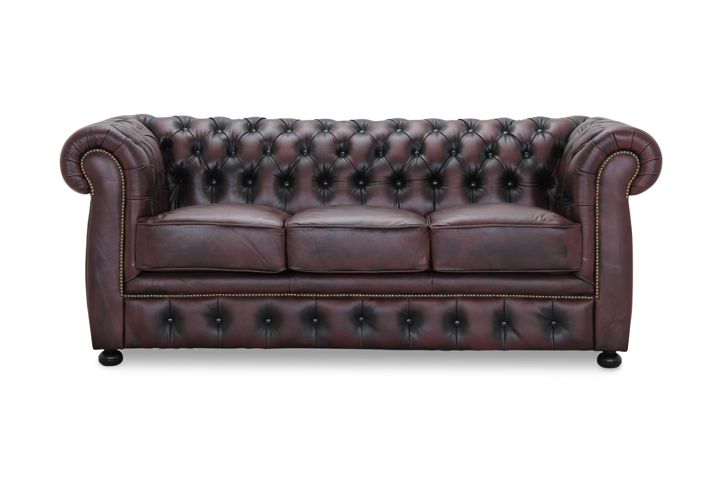 3-sits Soffa Worcester Brun/Röd/Läder