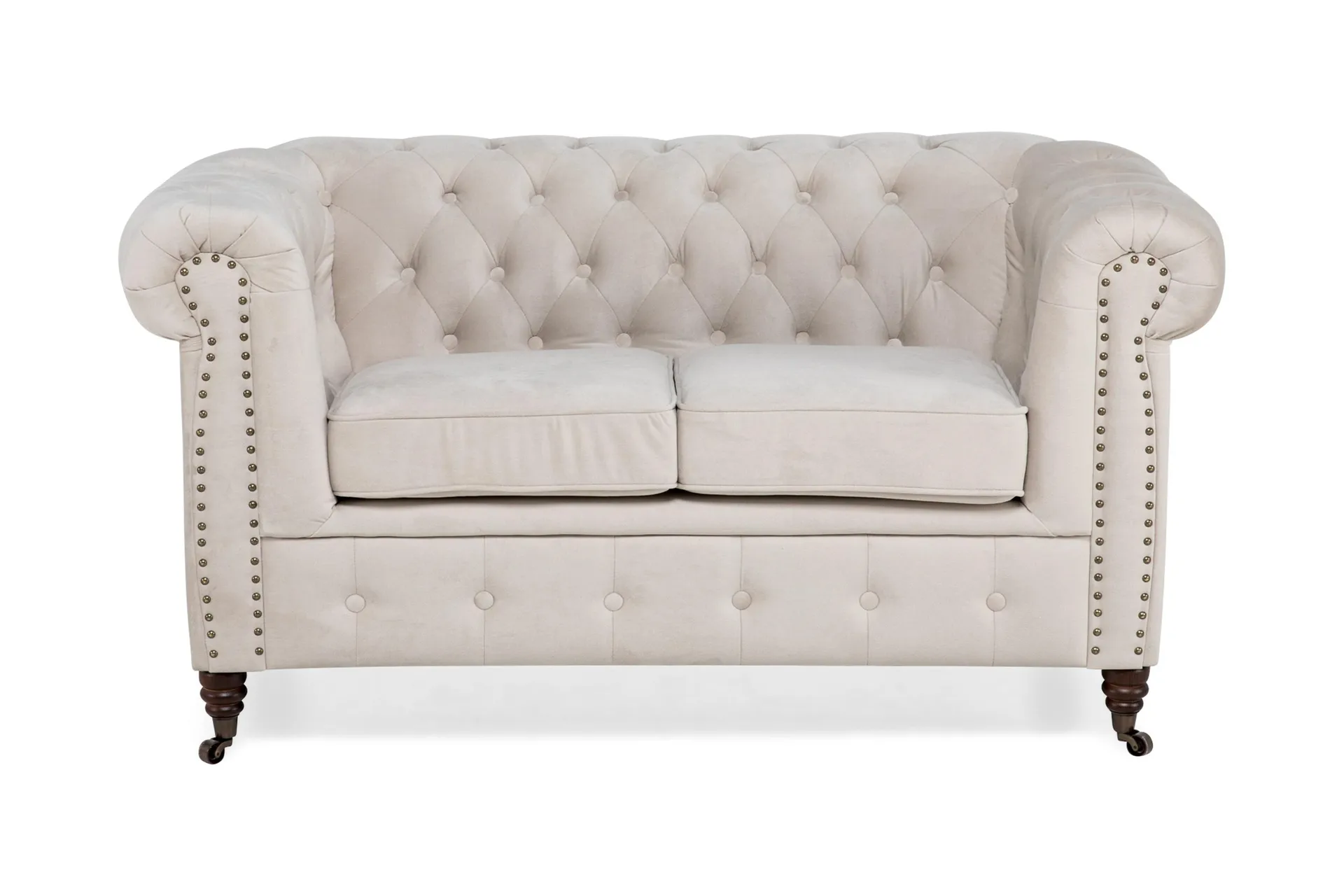 chesterfield deluxe sammetssoffa 2-sits - beige
