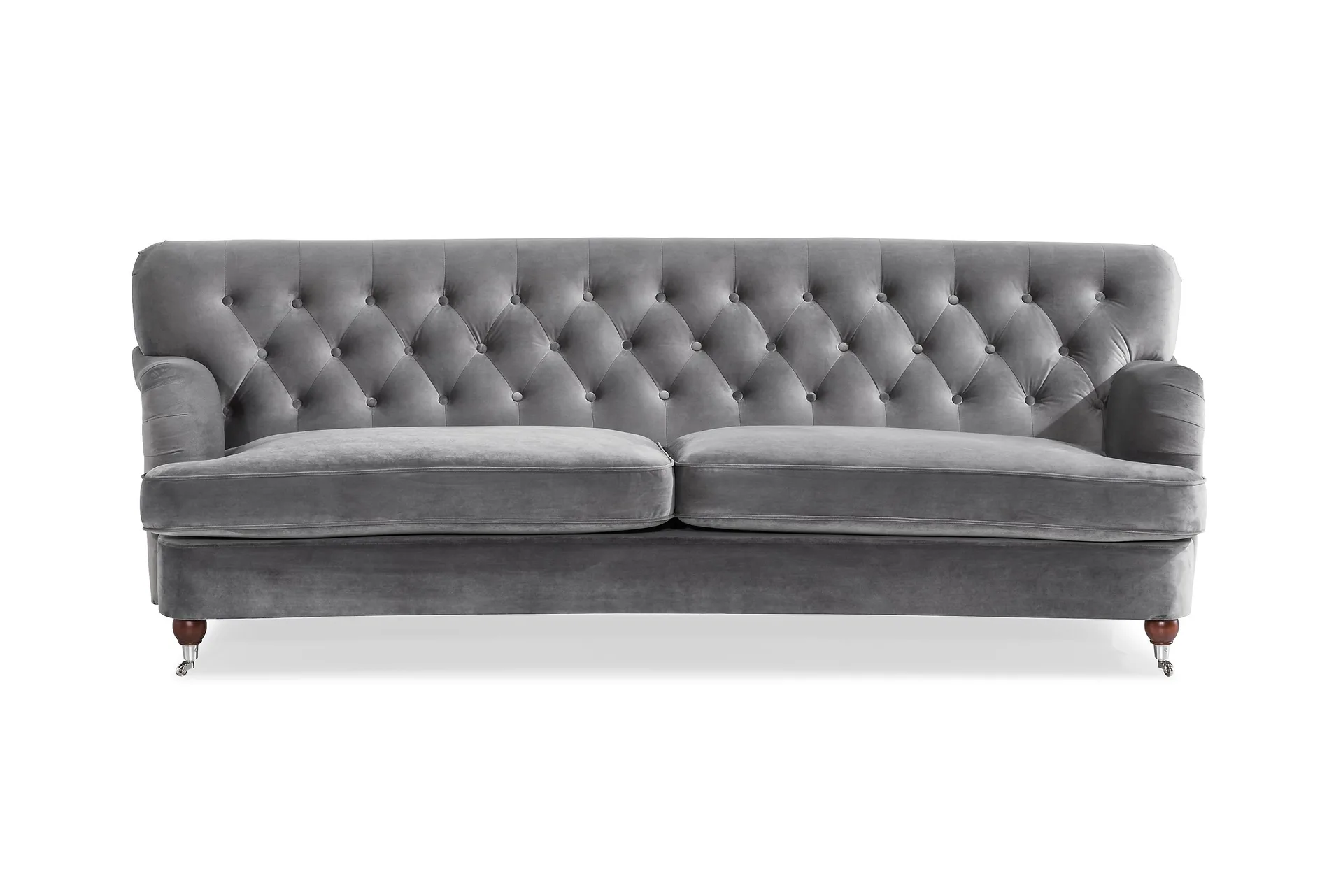 Howard Riviera 3-sits Sv&auml;ngd Sammetssoffa - Ljusgr&aring;