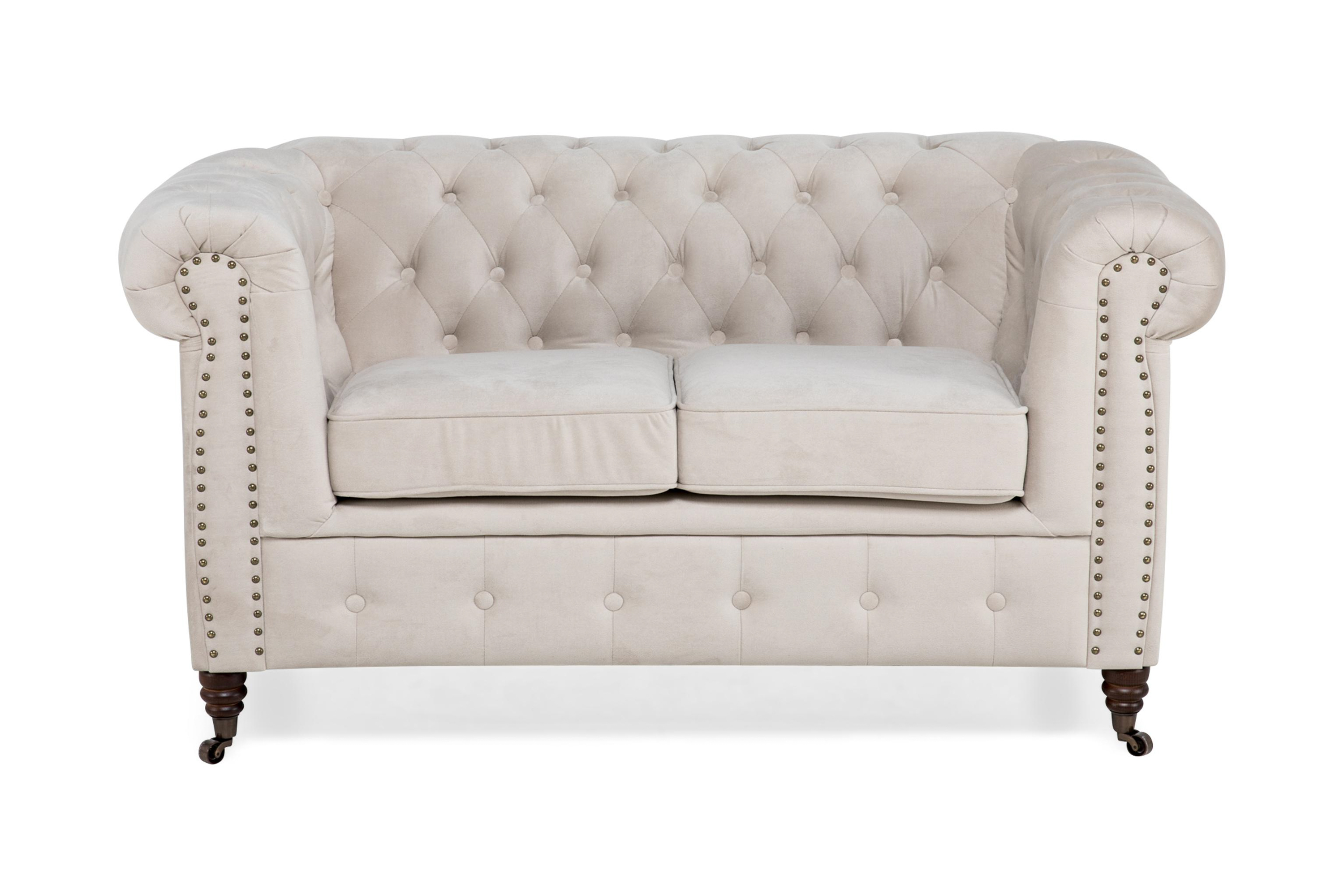 Sammetssoffa Chester Deluxe 2-sits Beige