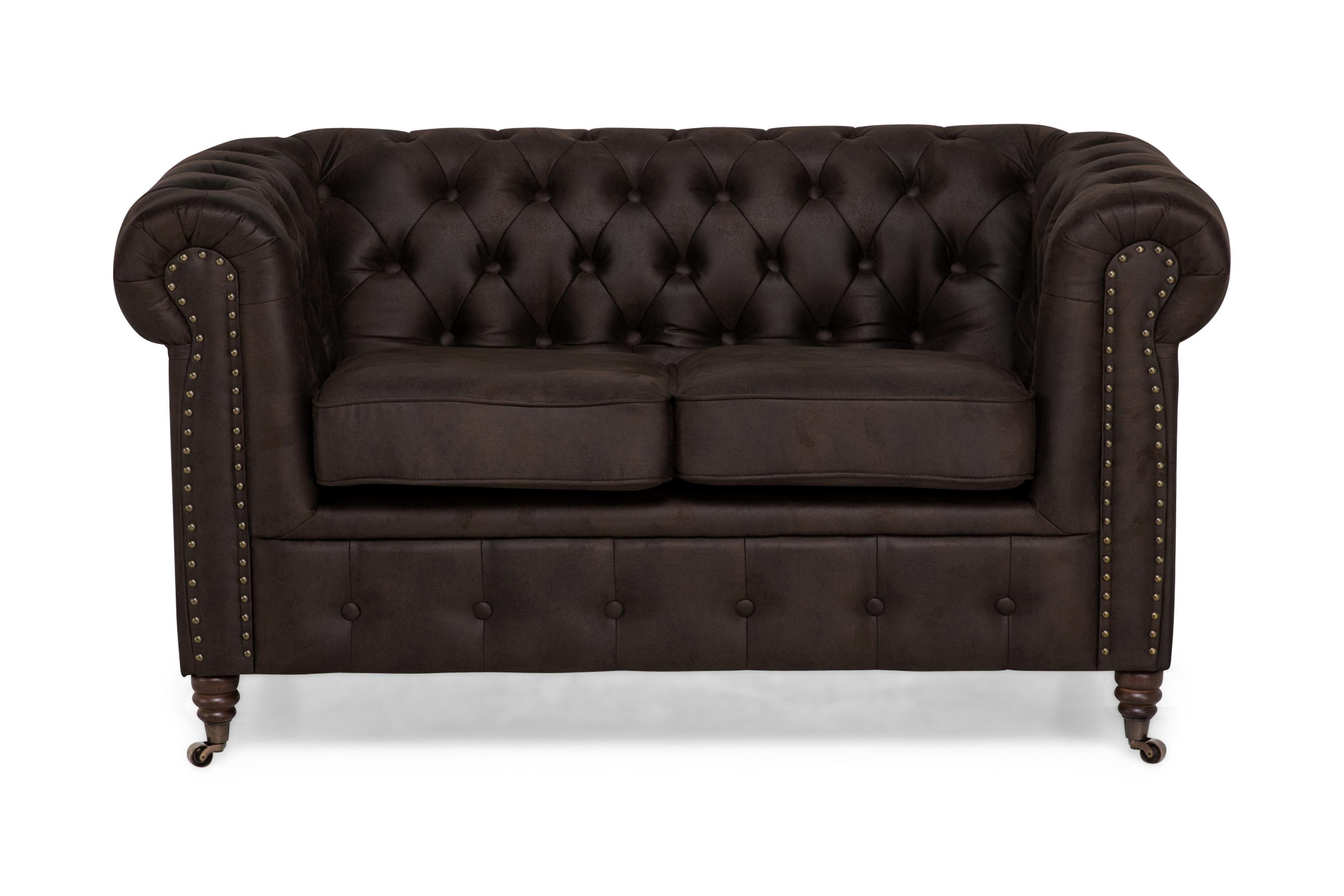 soffa chester deluxe 2-sits - mörkbrun